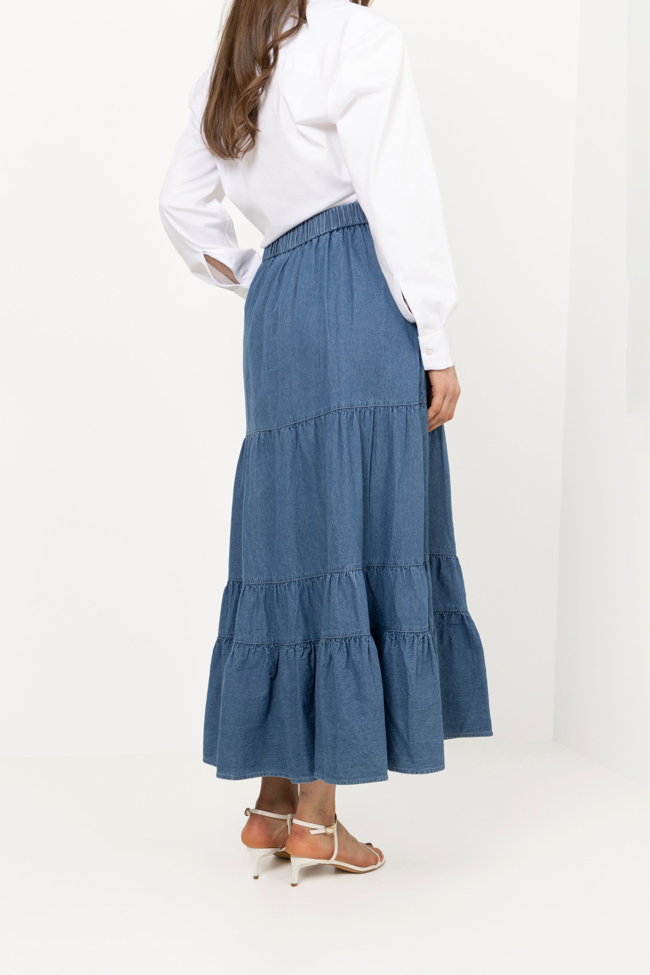 Ellen Denim Maxi Skirt - Blue