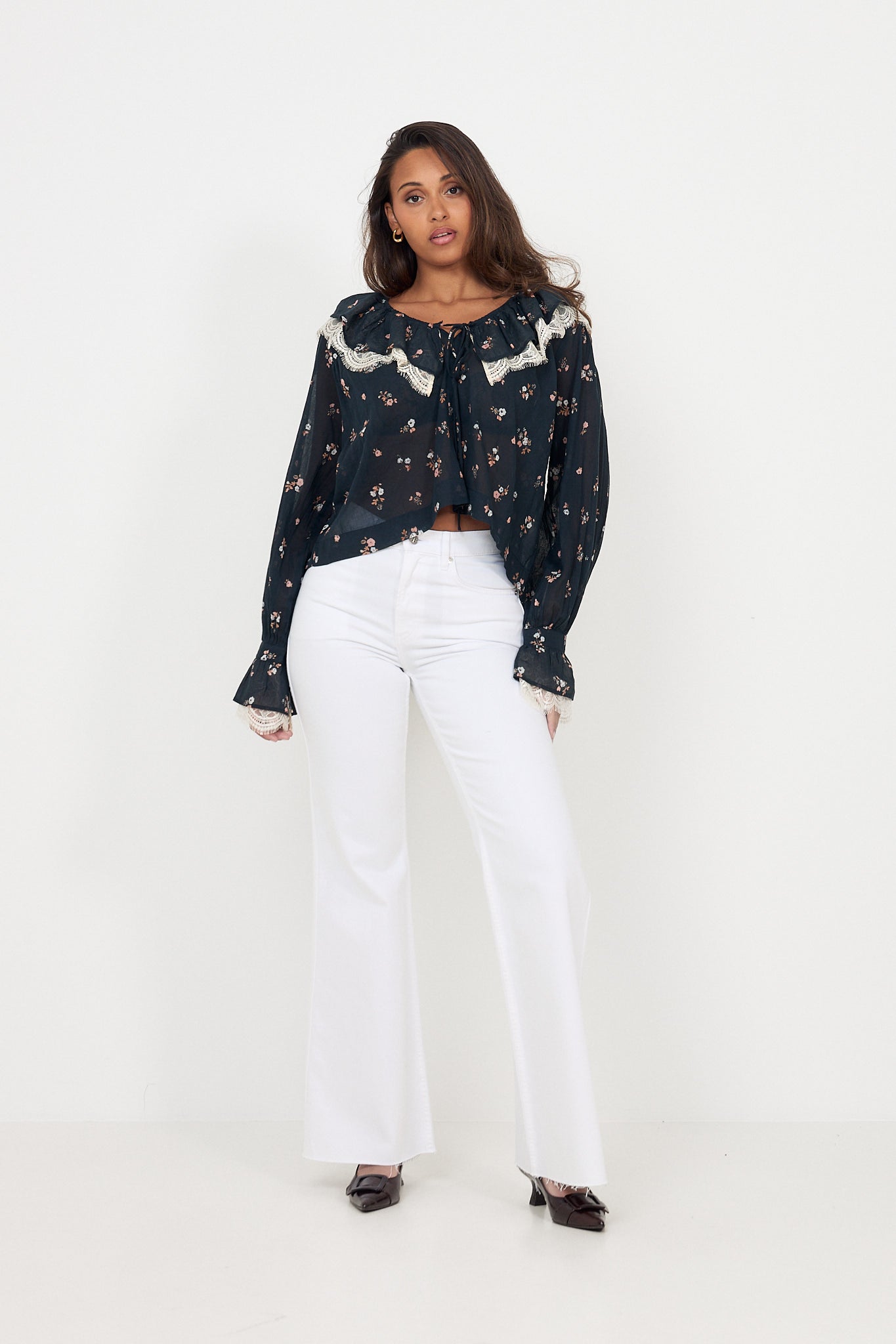 Siri Boho Blouse - Flower Navy