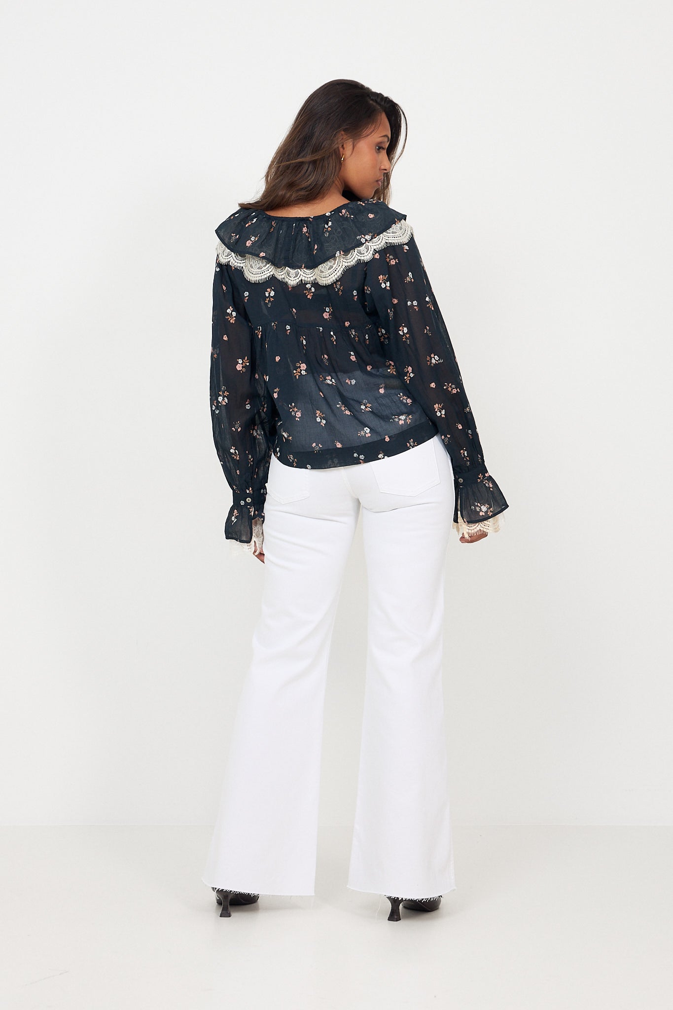 Siri Boho Blouse - Flower Navy