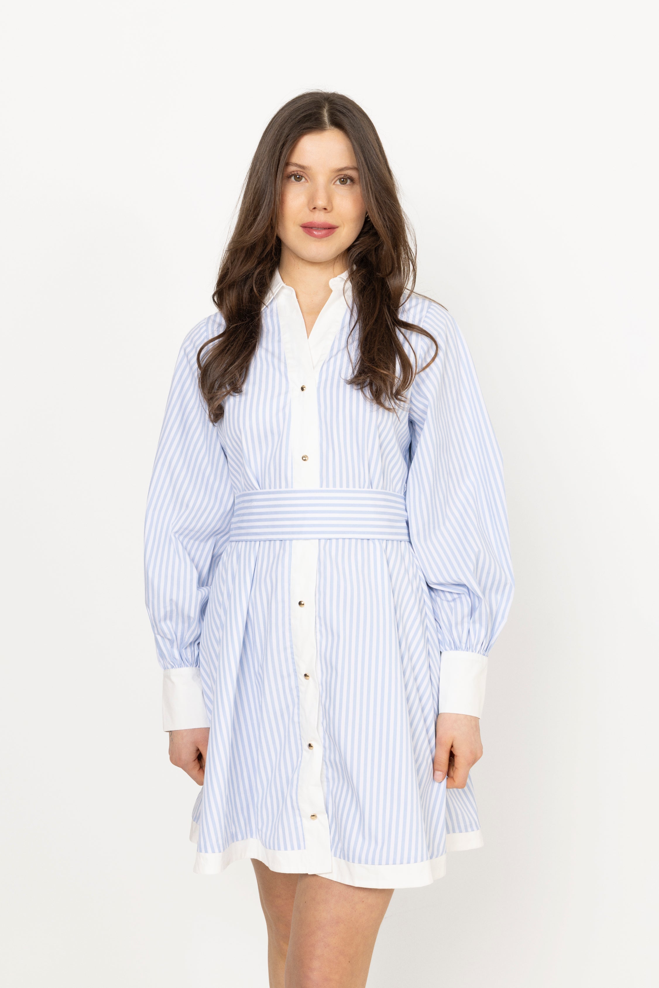 Linnea Stripe Shirt Dress - Light Blue Stripe
