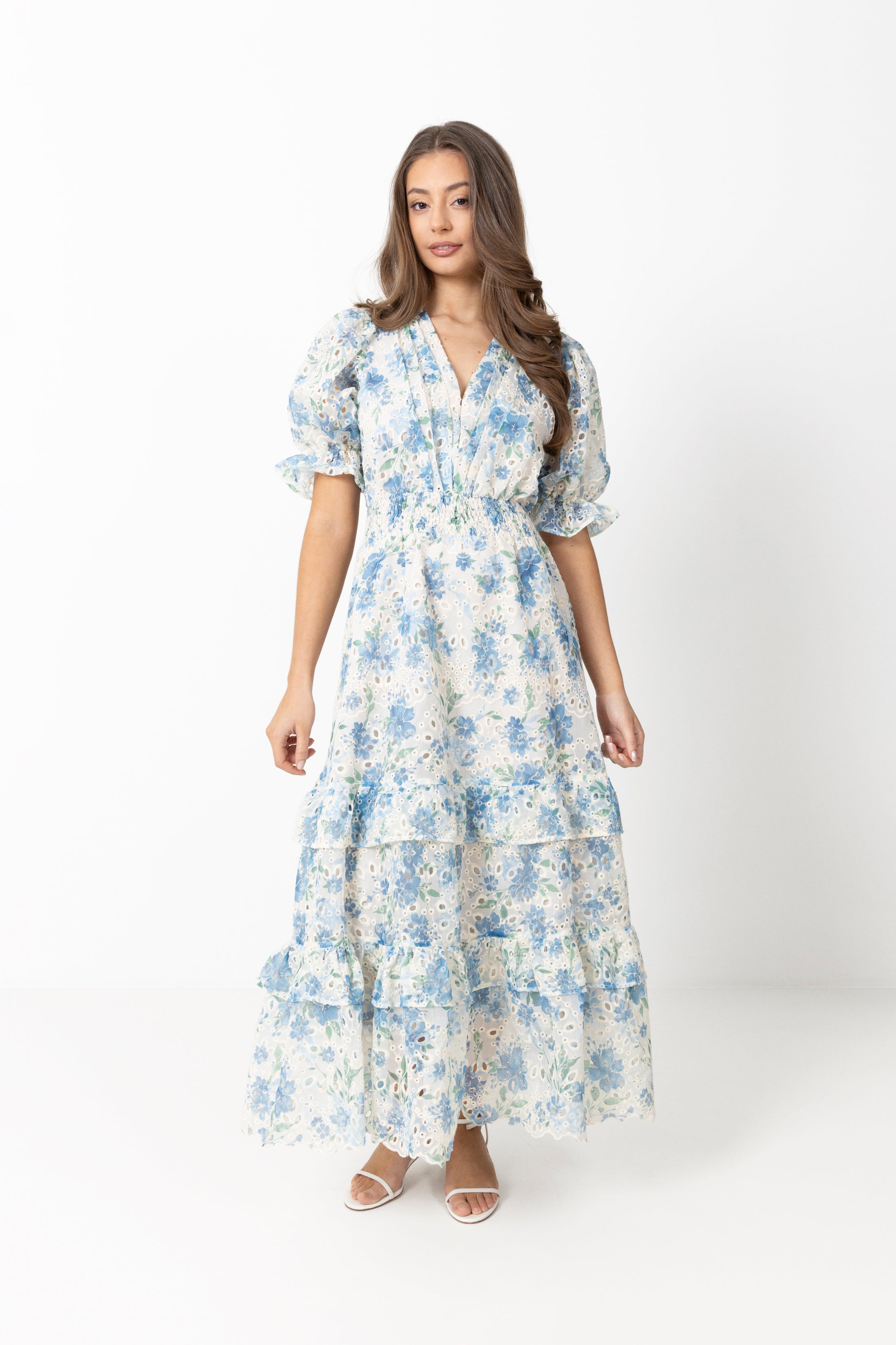 Nanni Flower Maxi Dress - Blue Flower