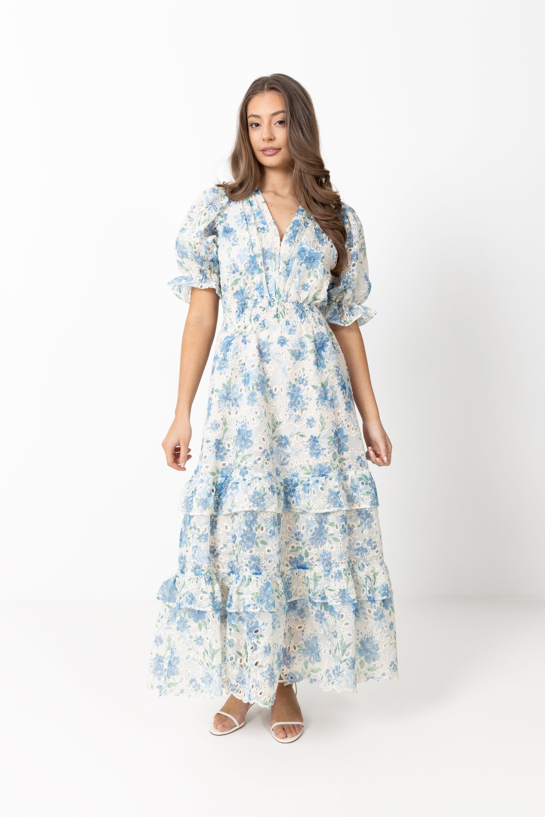 Nanni Flower Maxi Dress - Blue Flower