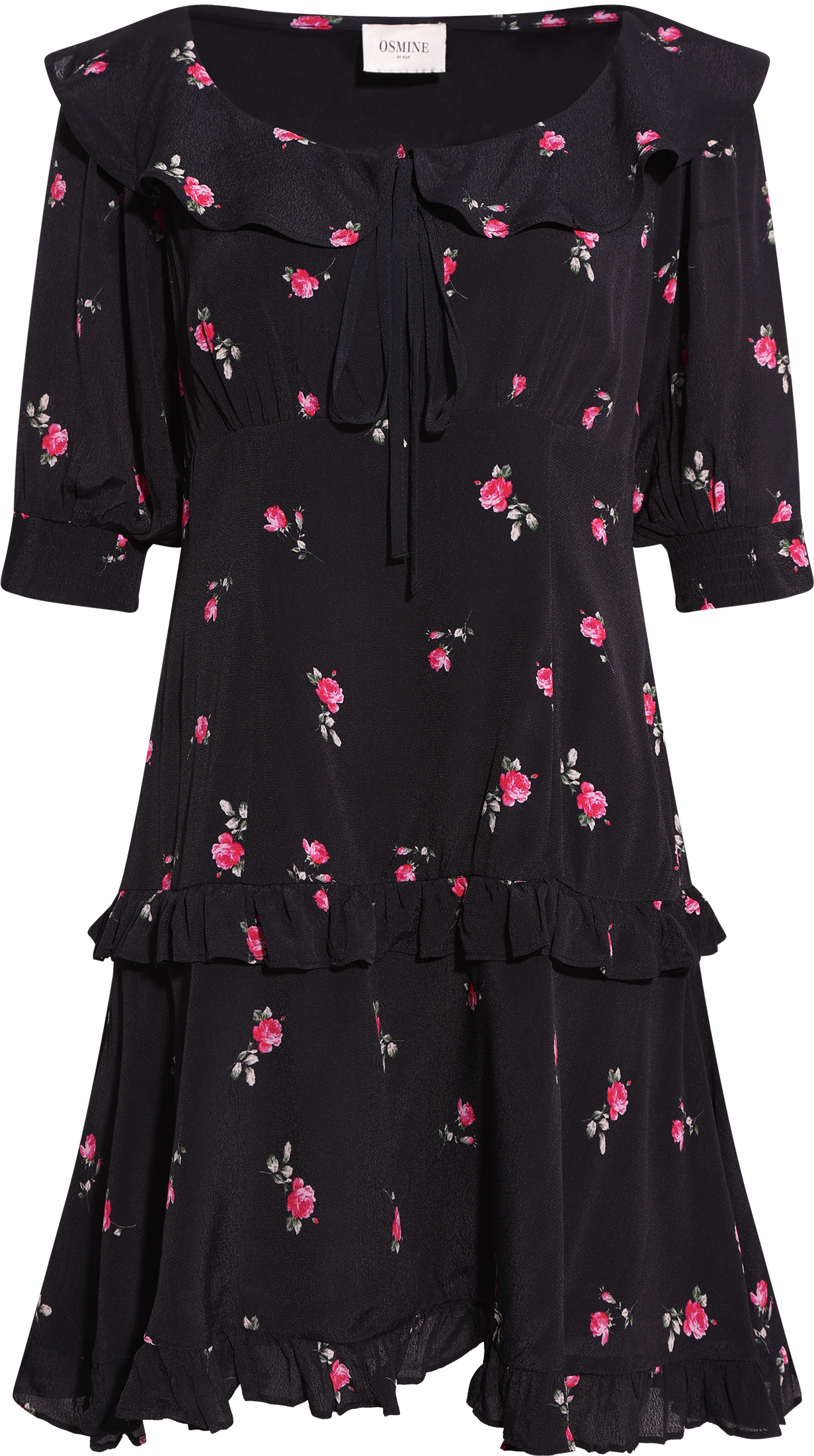 Ilse Flower Mini Dress - Black Pink