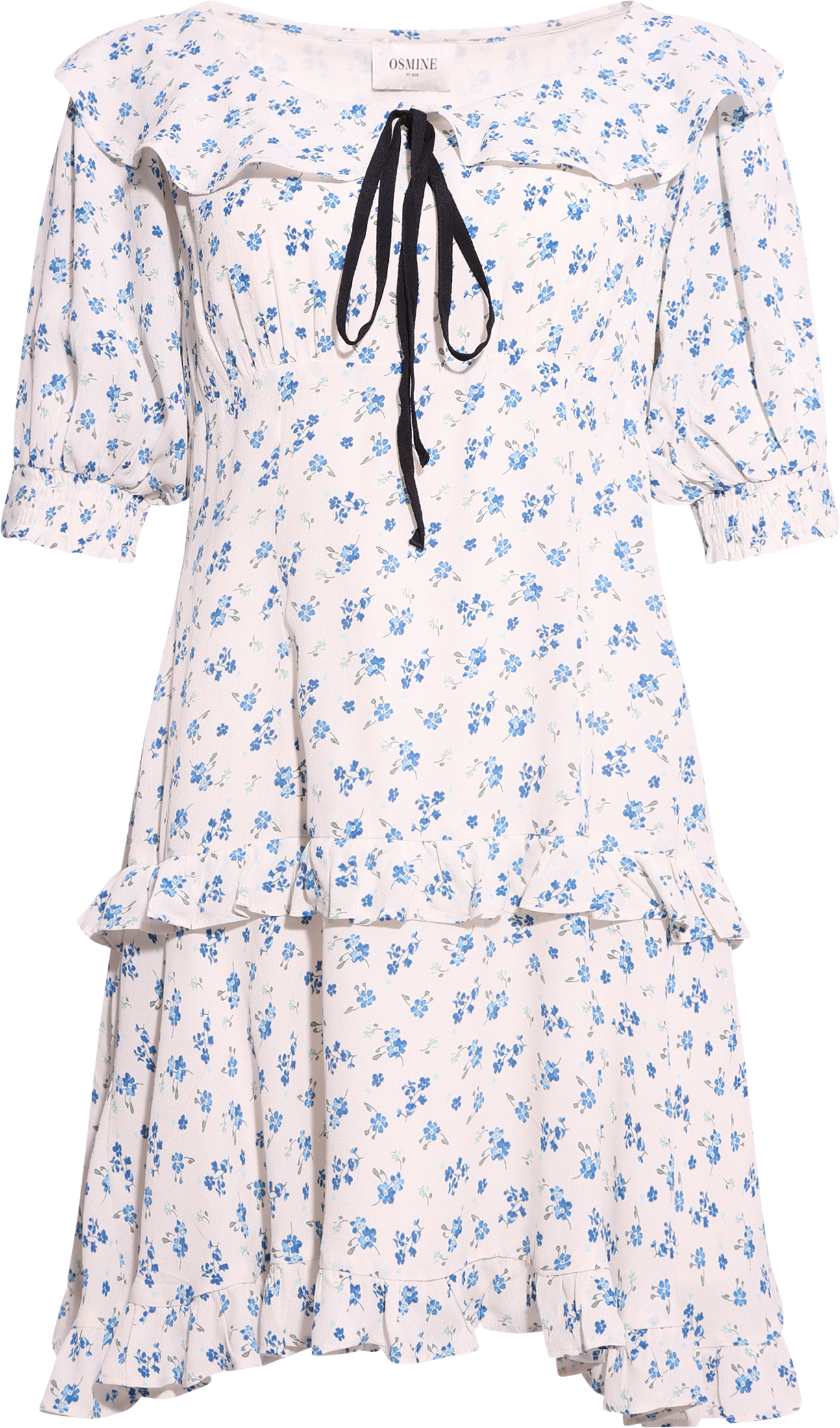 Ilse Floral Mini Dress - Blue/White