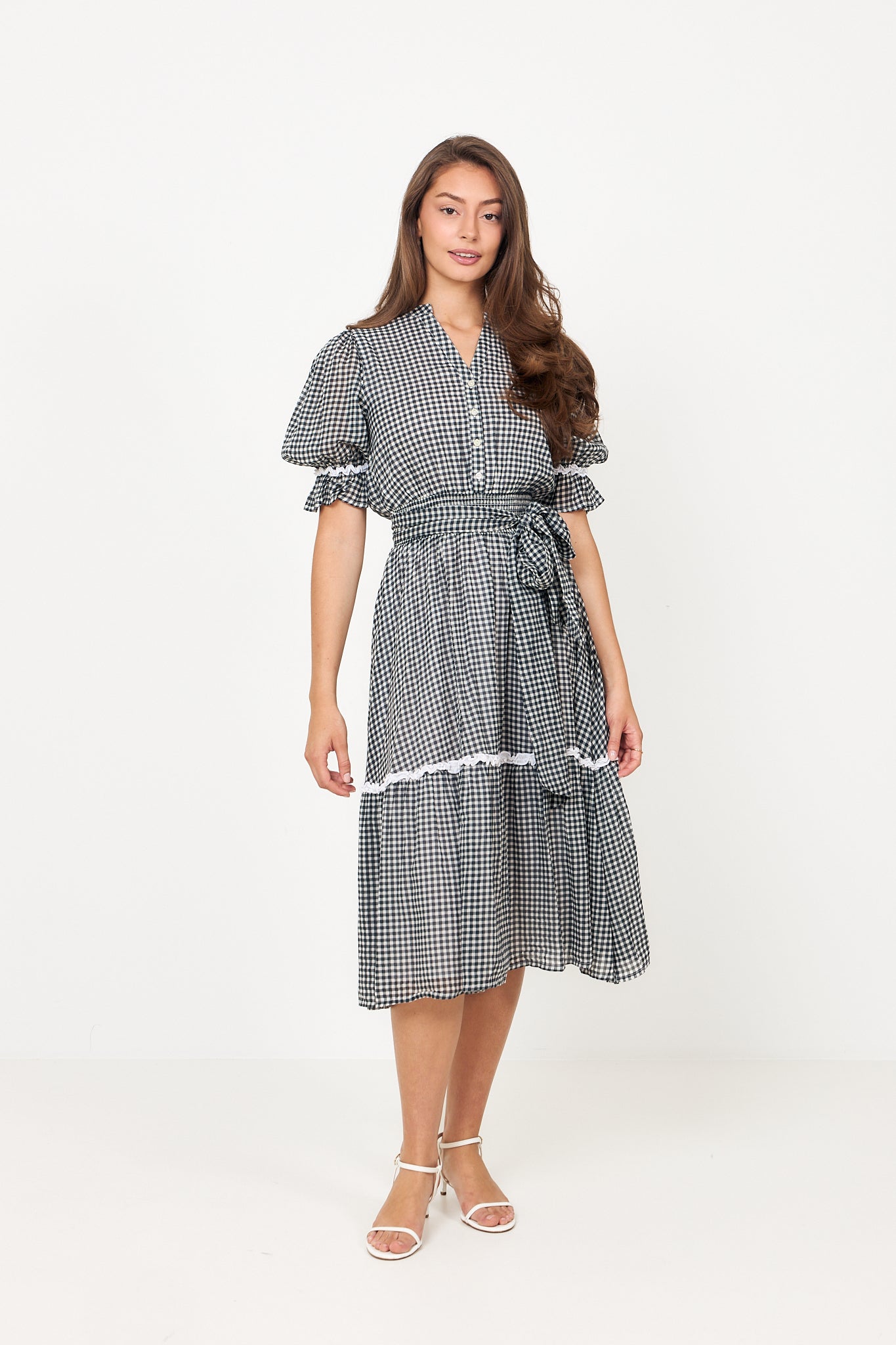 Gertrude Gingham Dress - Black/White