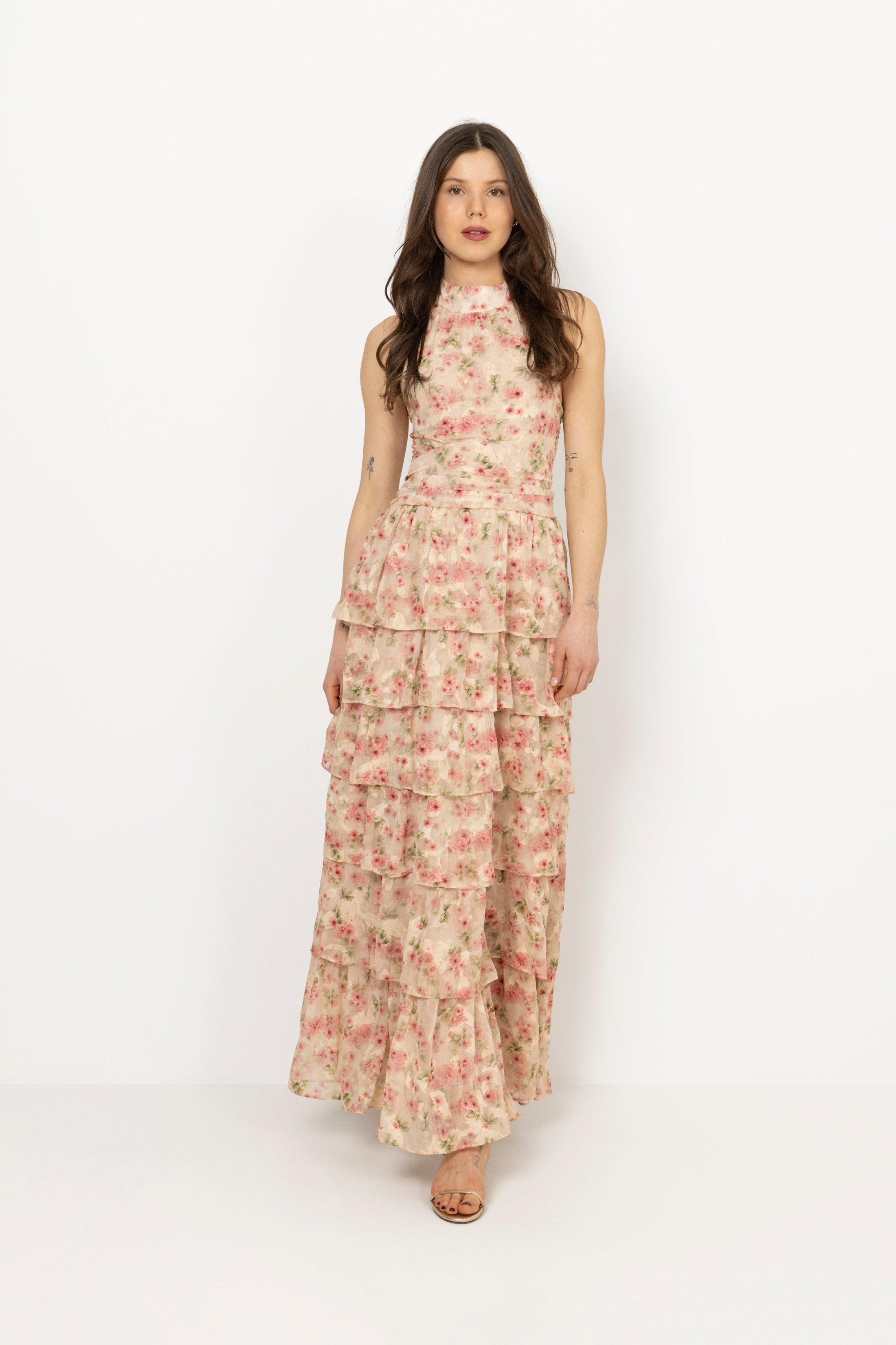 Ingalu Dreamy Floral Dress - Rose/Beige