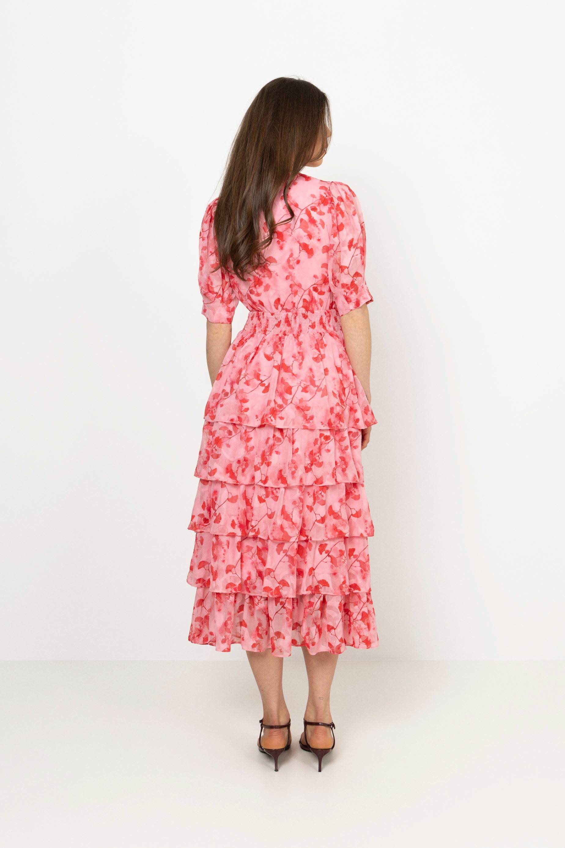 Jade Goddess Midi Dress - Pink/Red