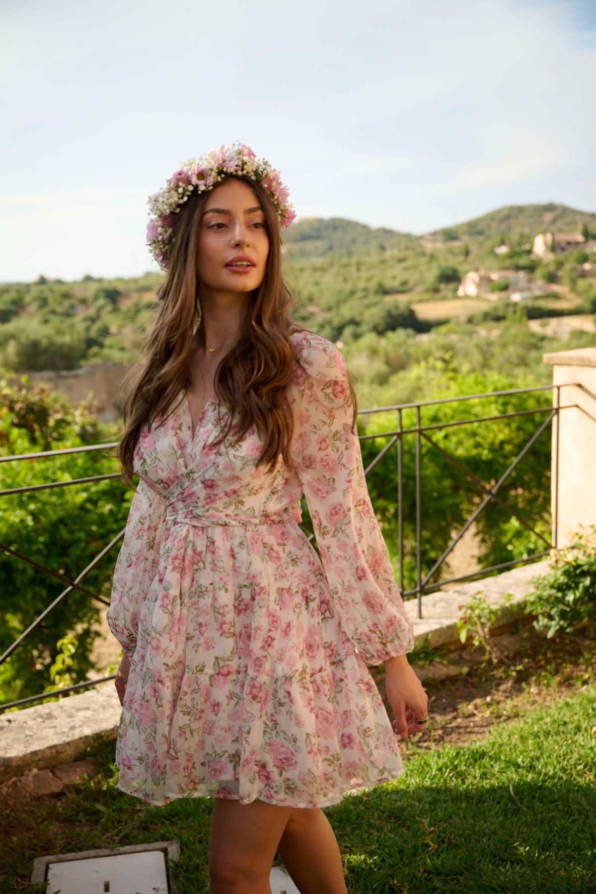Hedvig Chiffon Mini Dress - Pink Floral