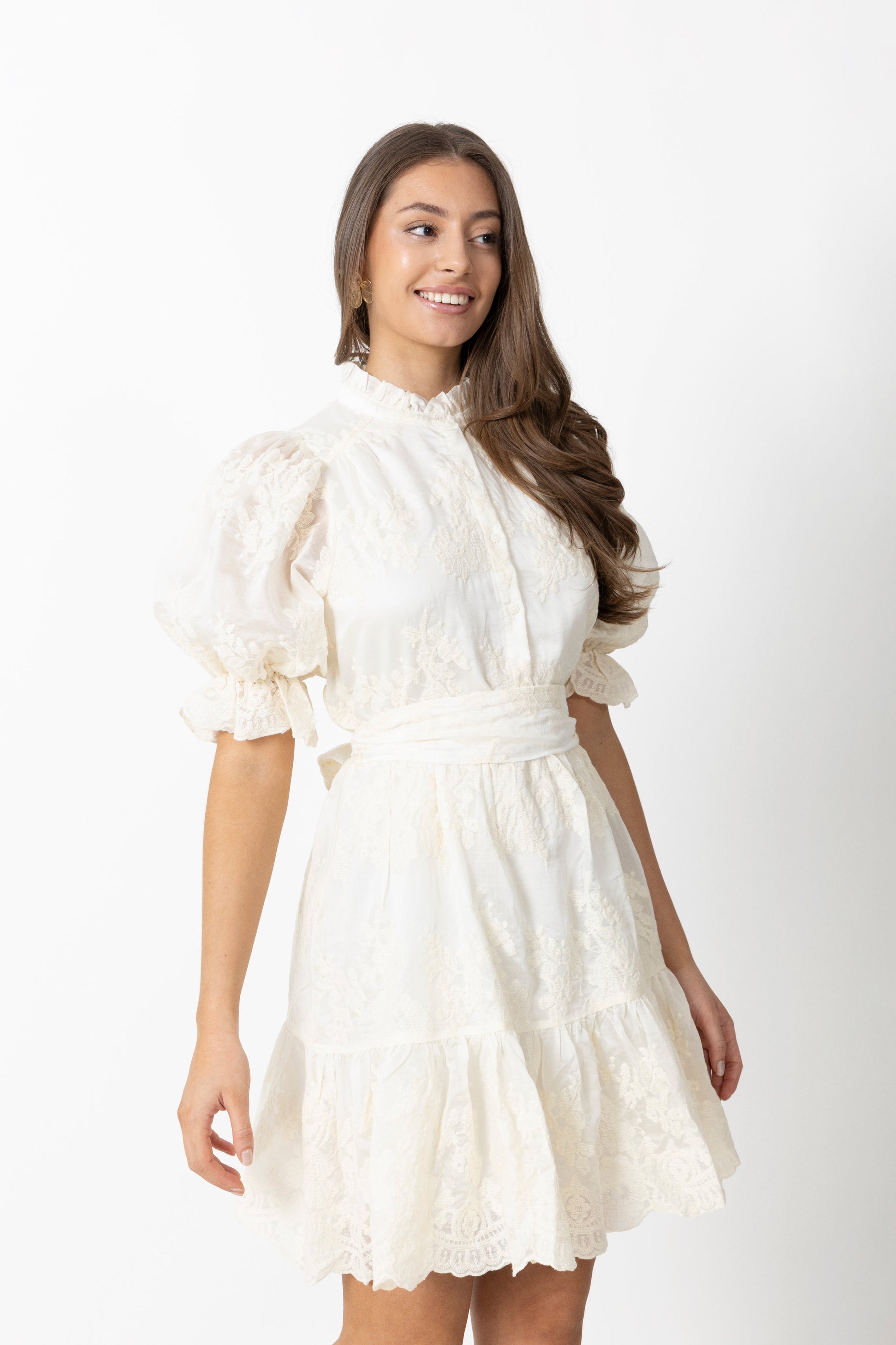 Saga Wide Lace Dress - Off White