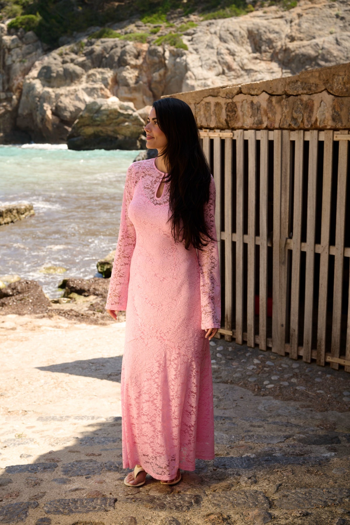 Laurine Lace Maxi Dress - Light Pink