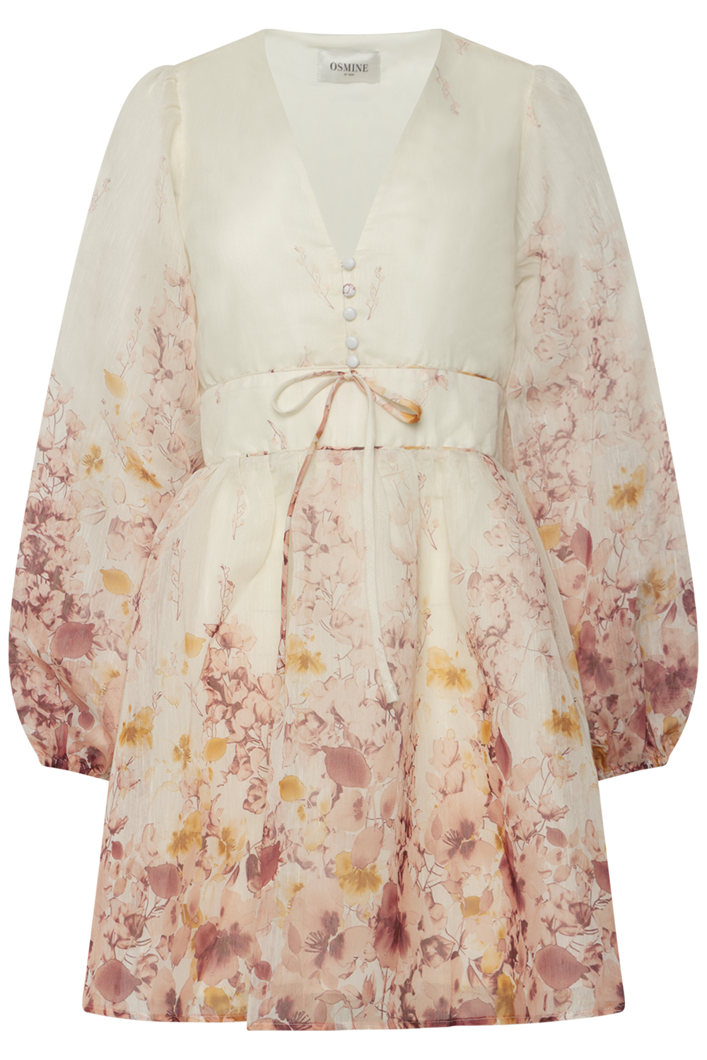 Runa Button Floral Mini Dress - Light Pink Floral