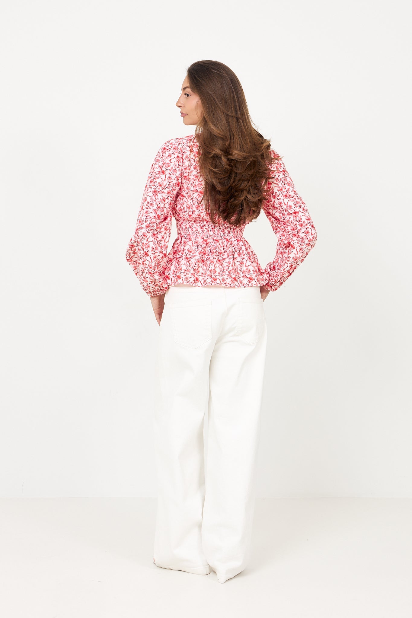 Rosine Linen Top - White/Red
