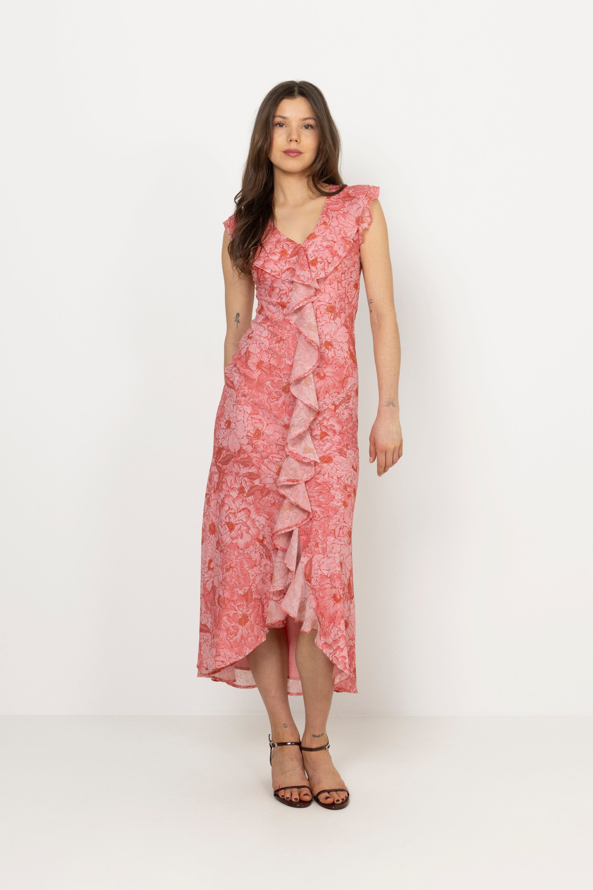 Adelia Chiffon Maxi Dress - Pink