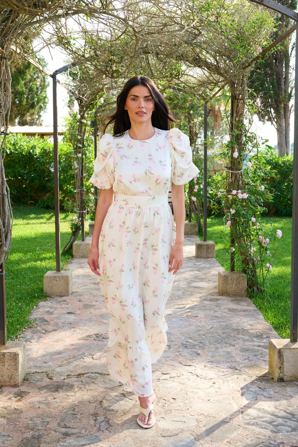 Santi Satin Maxi Dress - Pink Floral