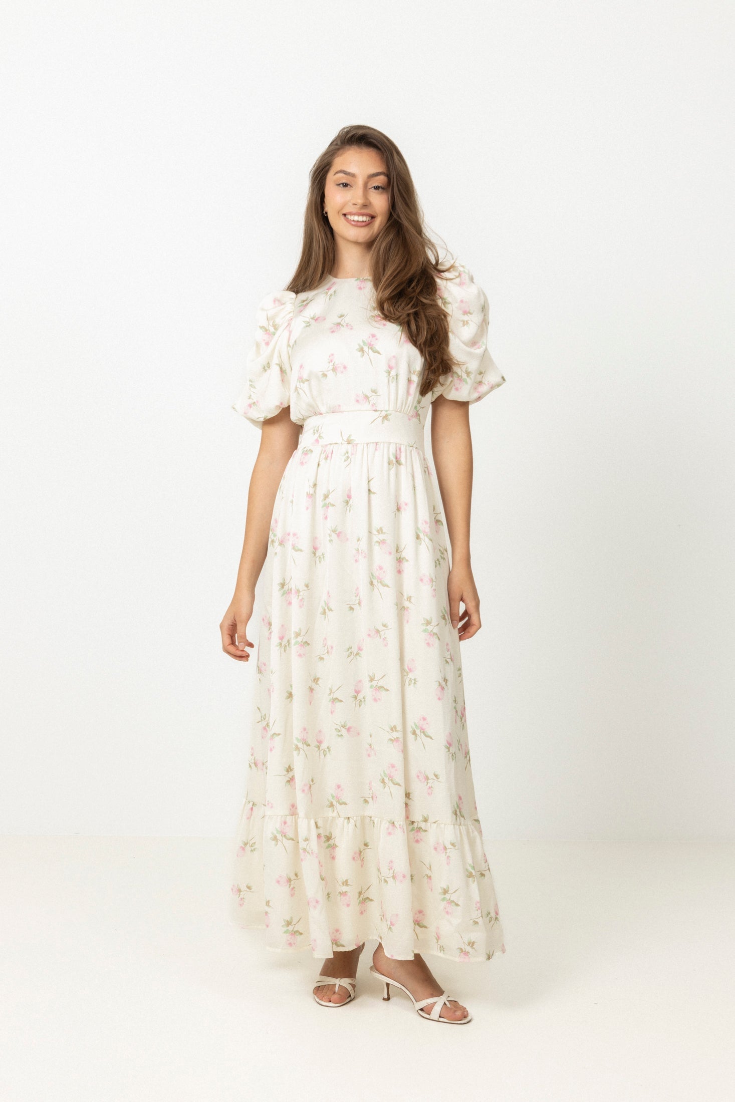 Santi Satin Maxi Dress - Pink Floral