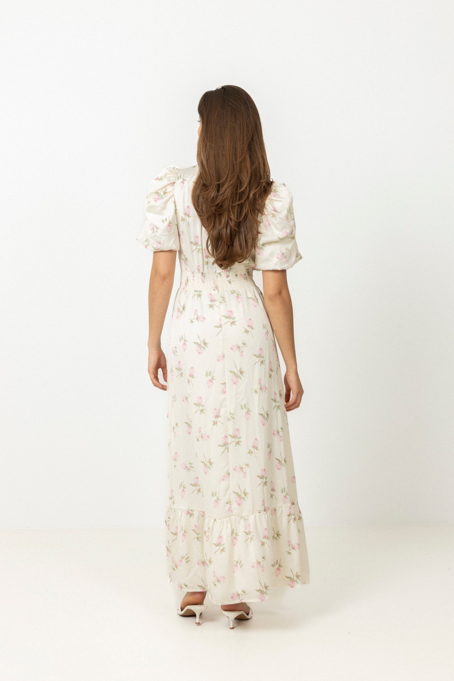 Santi Satin Maxi Dress - Pink Floral