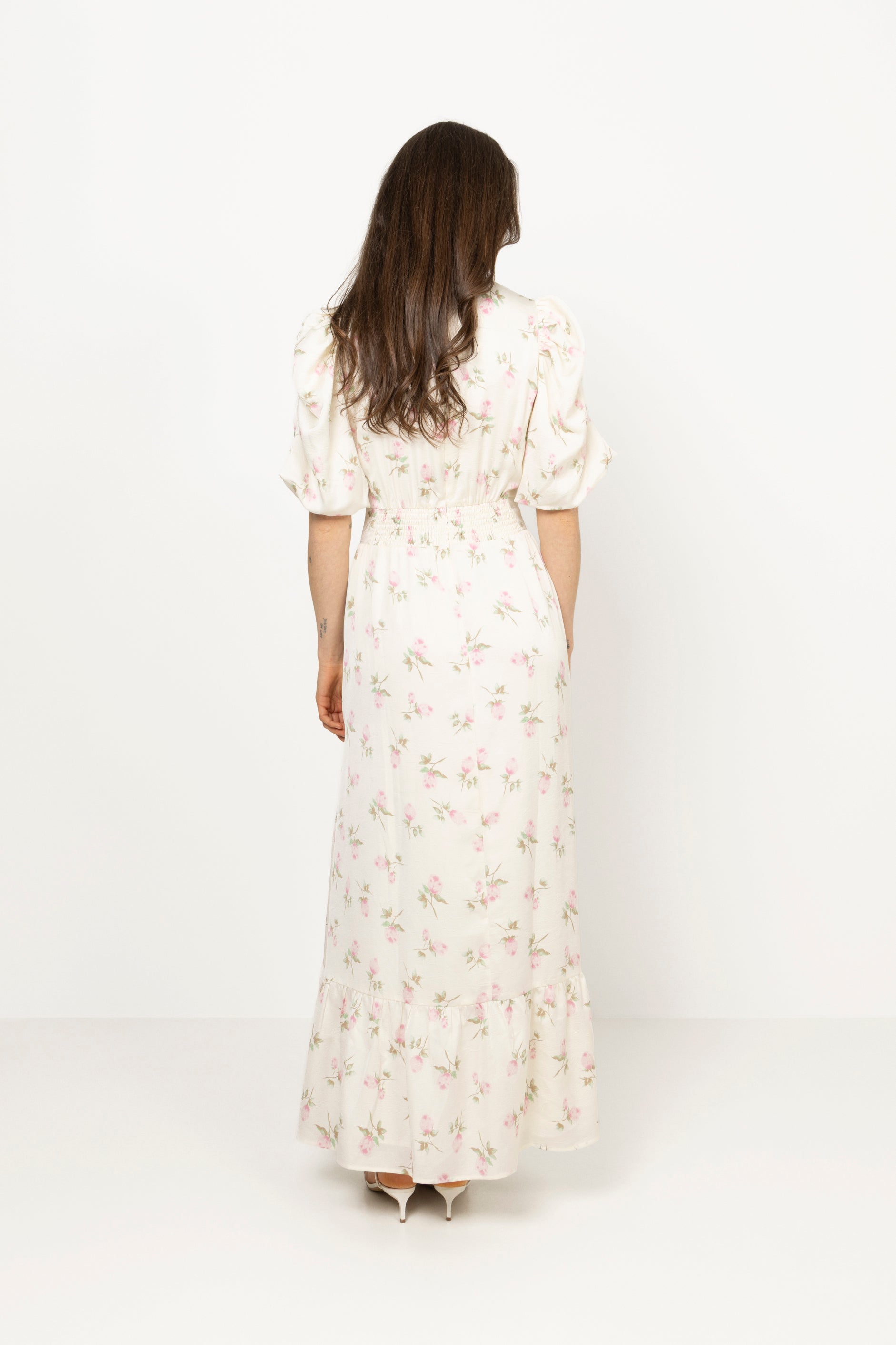 Santi Satin Maxi Dress - Pink Floral