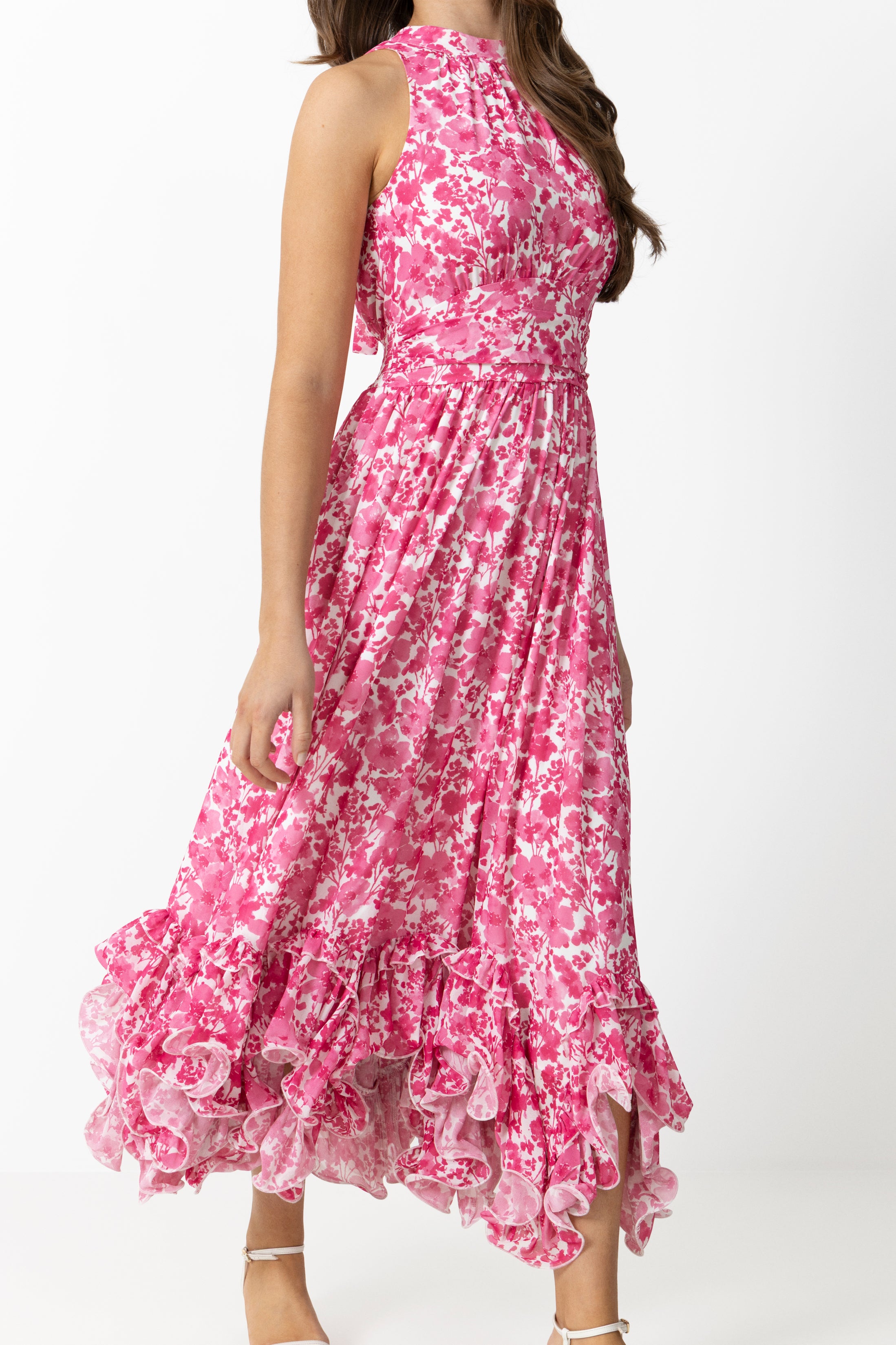 Harriet Chiffon Maxi Dress - Pink Print