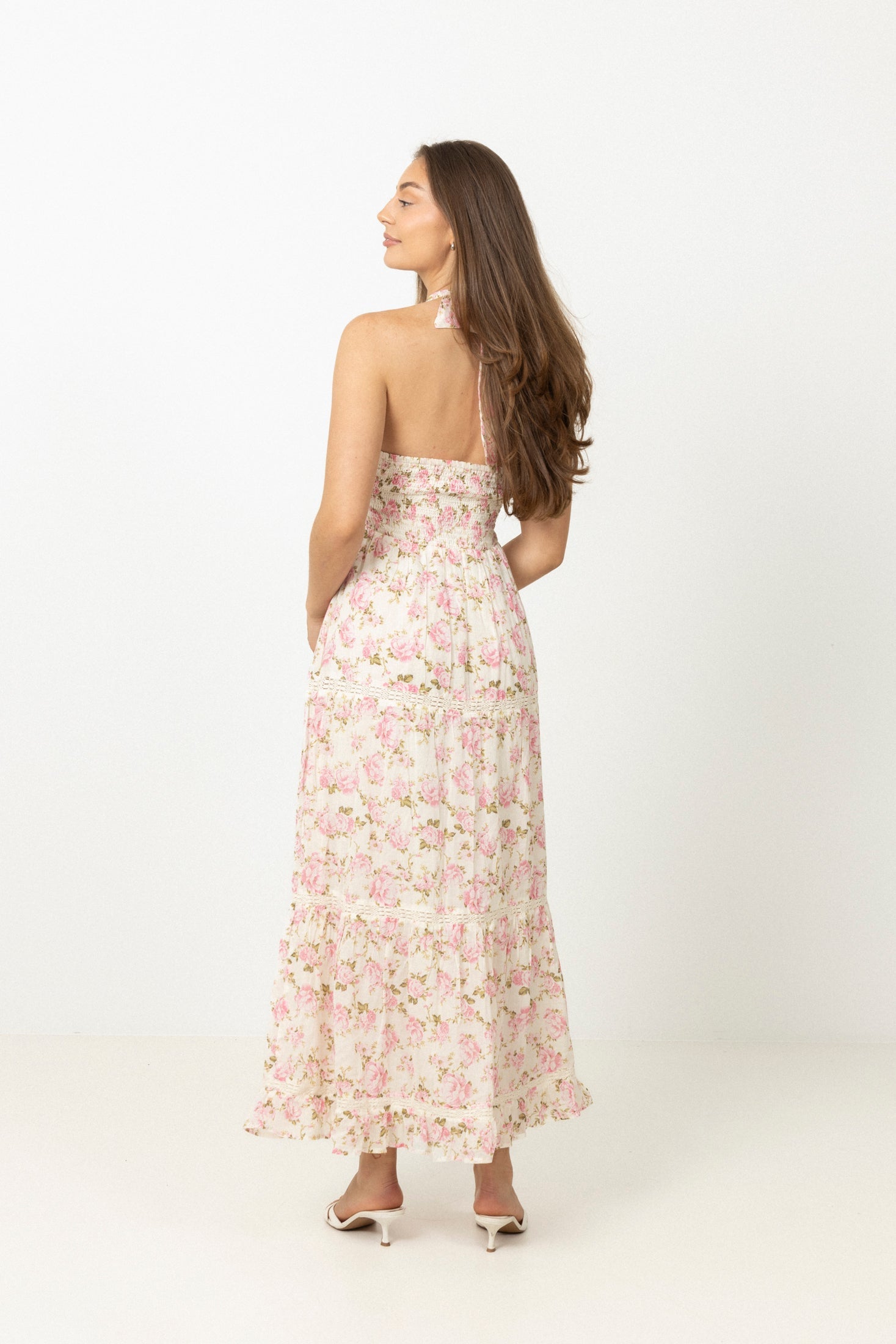 Leona Cotton Maxi Dress - Pink Floral