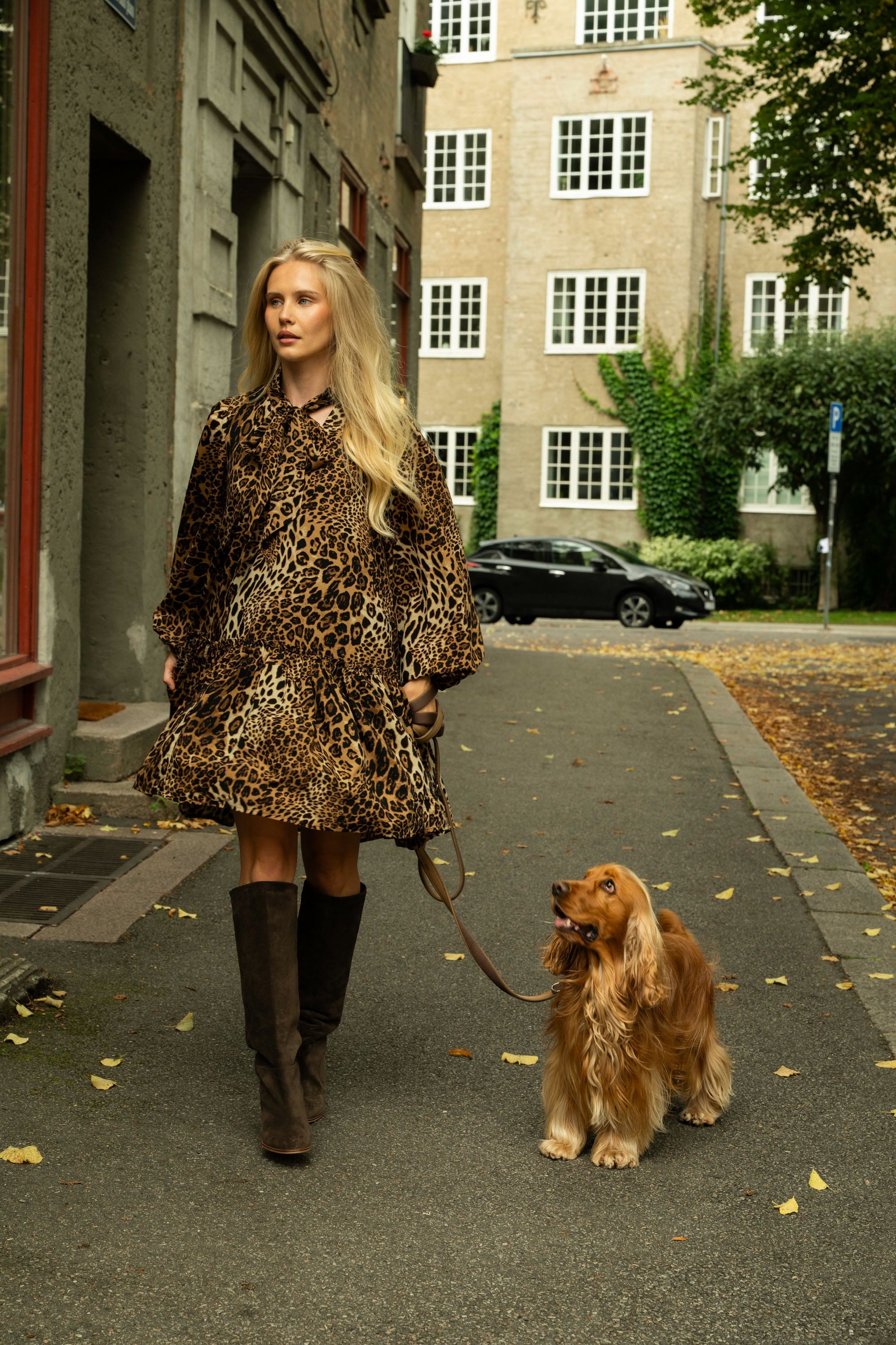 Jofrid Bow Mini Dress - Leopard