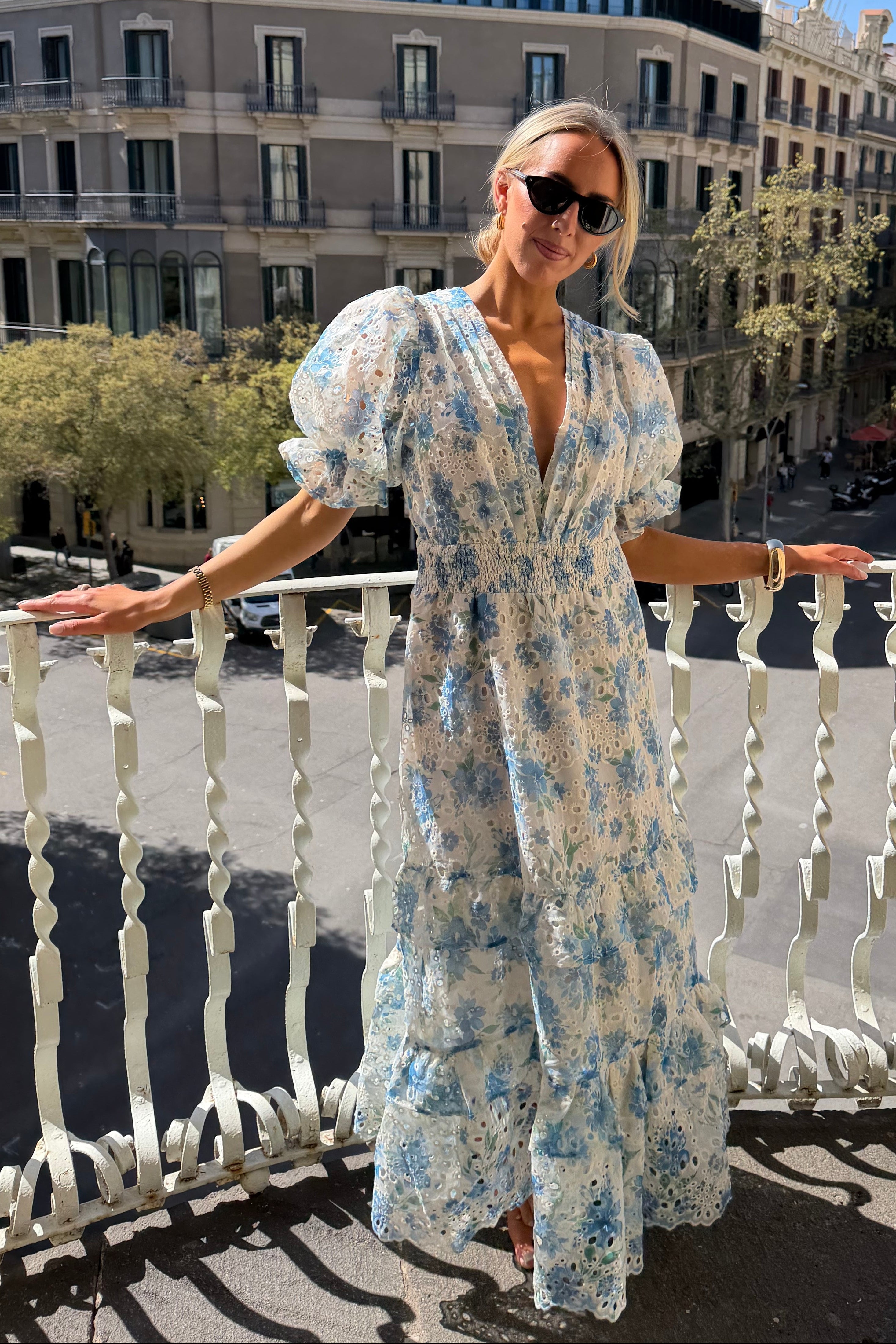 Nanni Flower Maxi Dress - Blue Flower