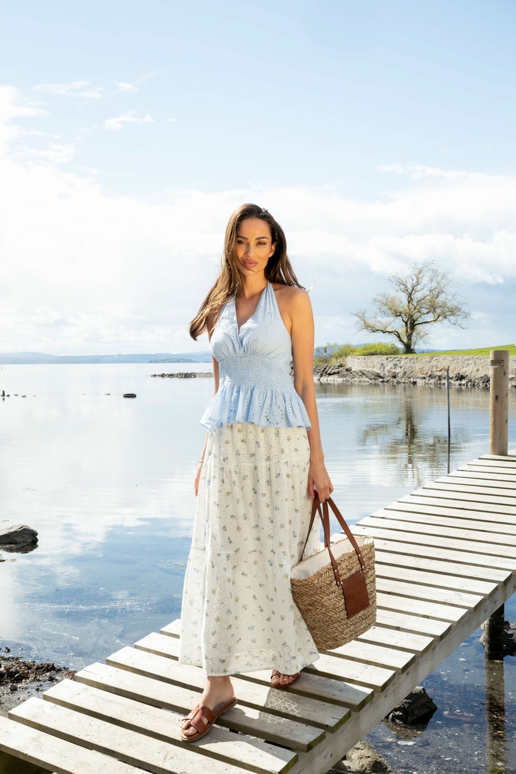 Rana Broderie Anglaise Skirt - Forglemmegei White