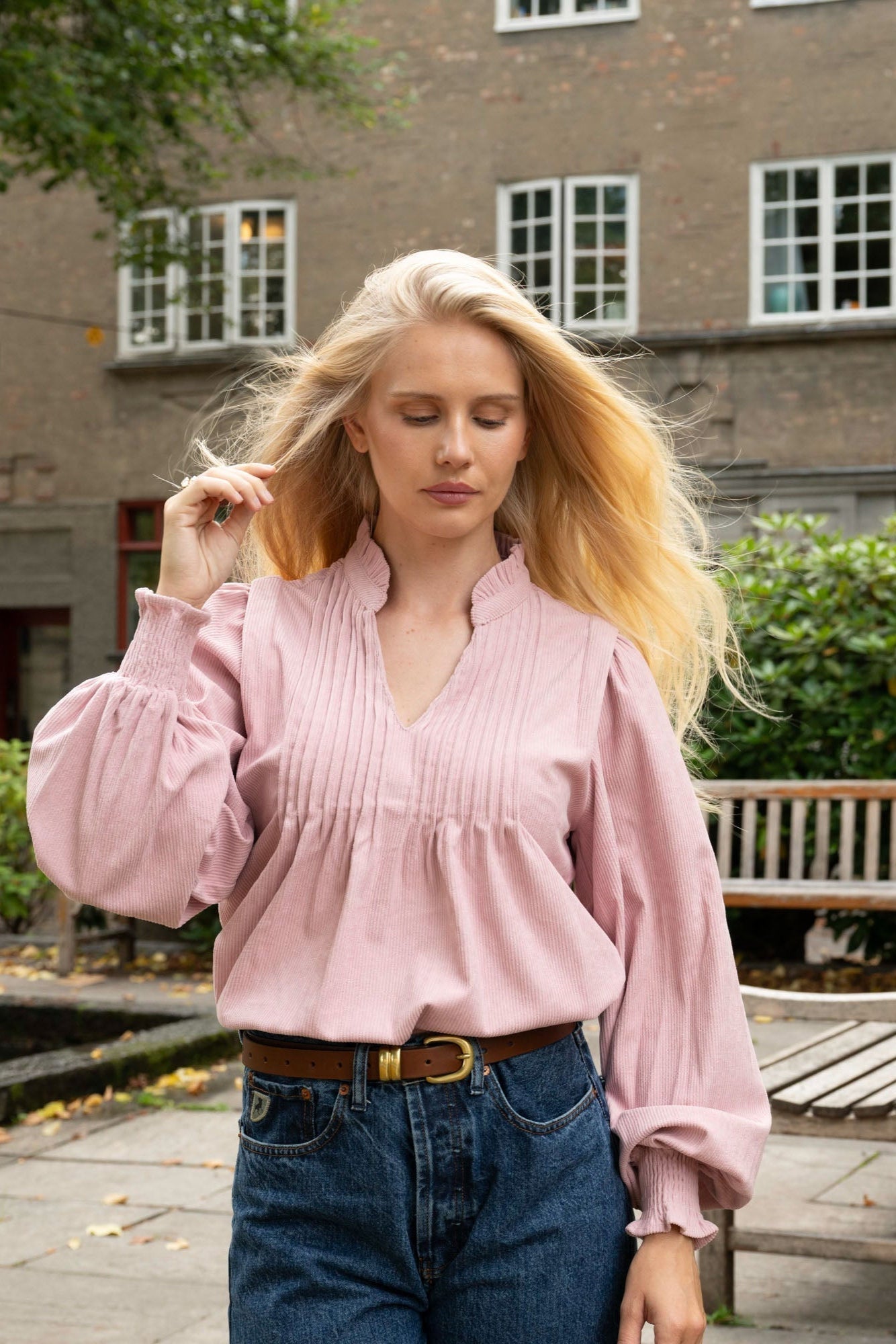 Emma Cord Blouse - Dusty Pink