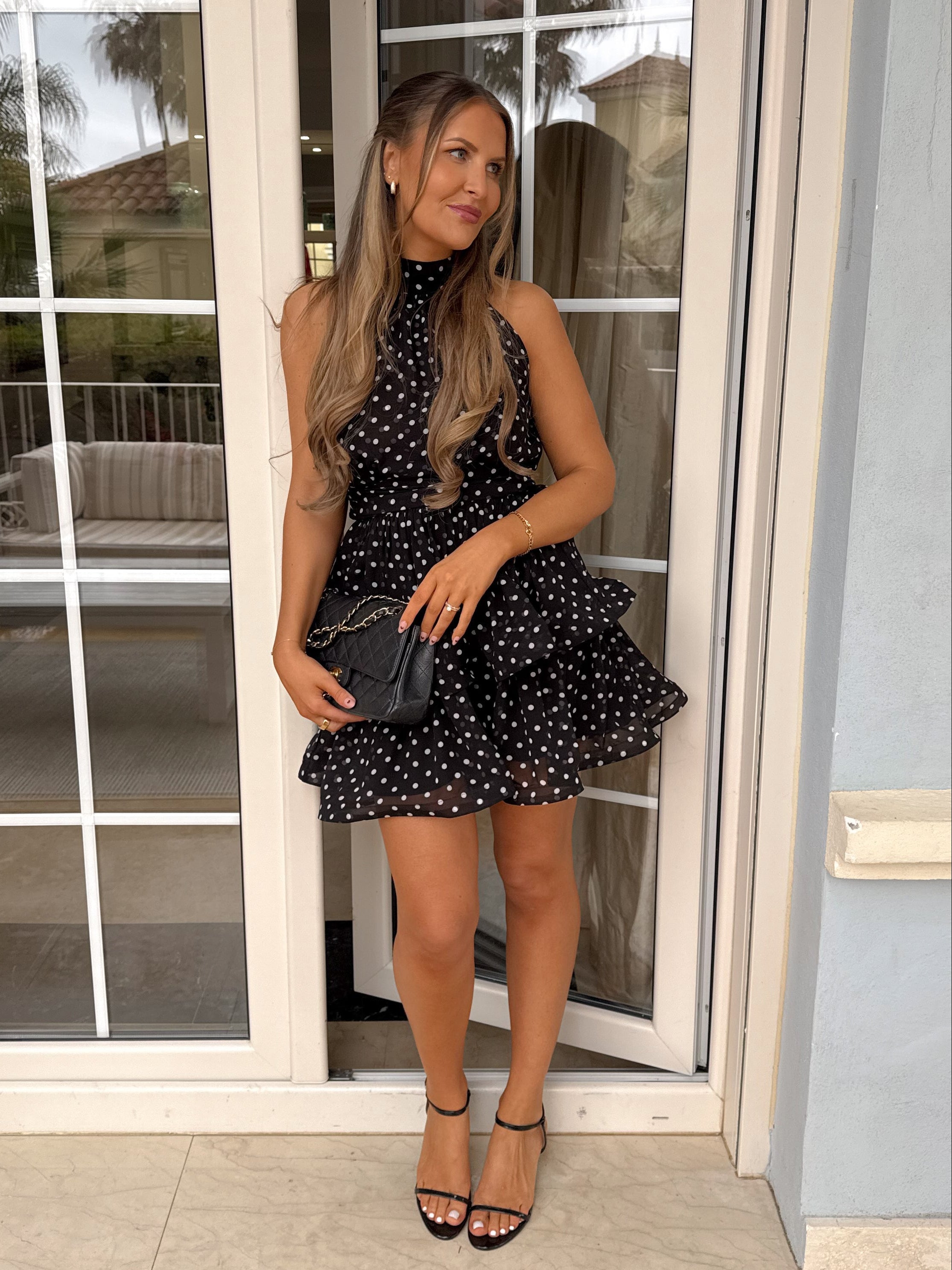 Idun Polka Dot Mini Dress - Black Dot