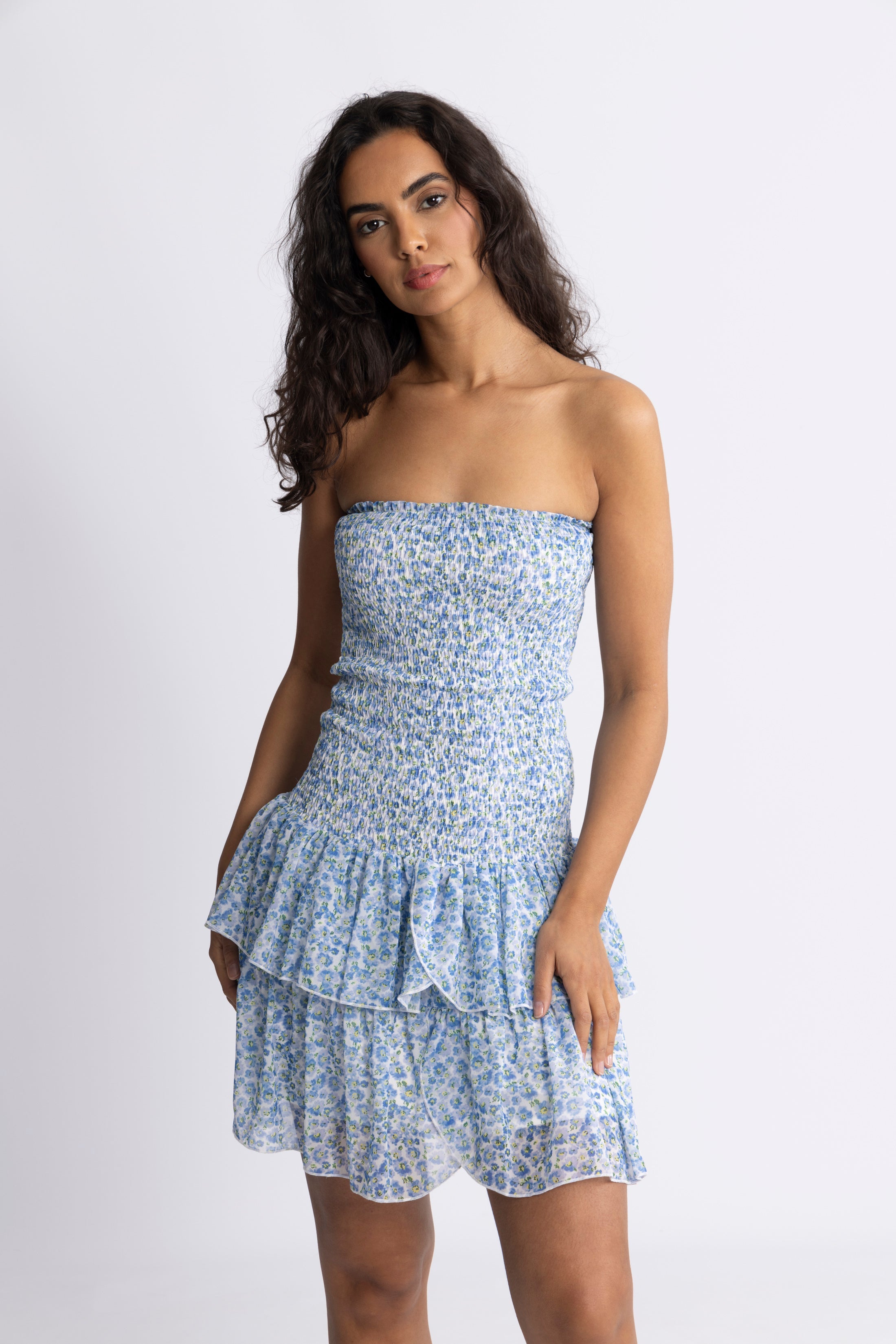 Kanutte Chiffon Smock Dress - Blue