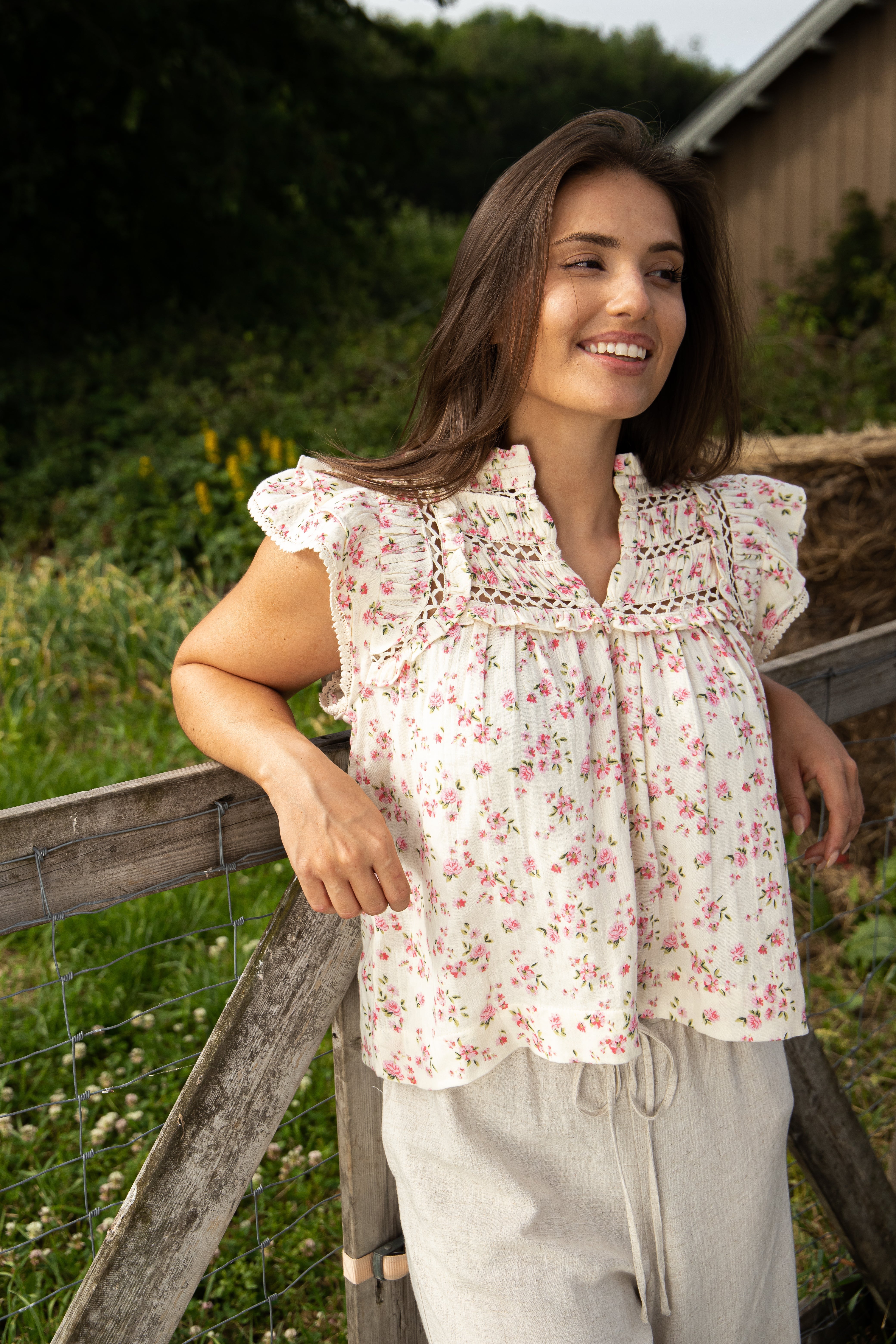 Vår Flower Top - Pink Flower