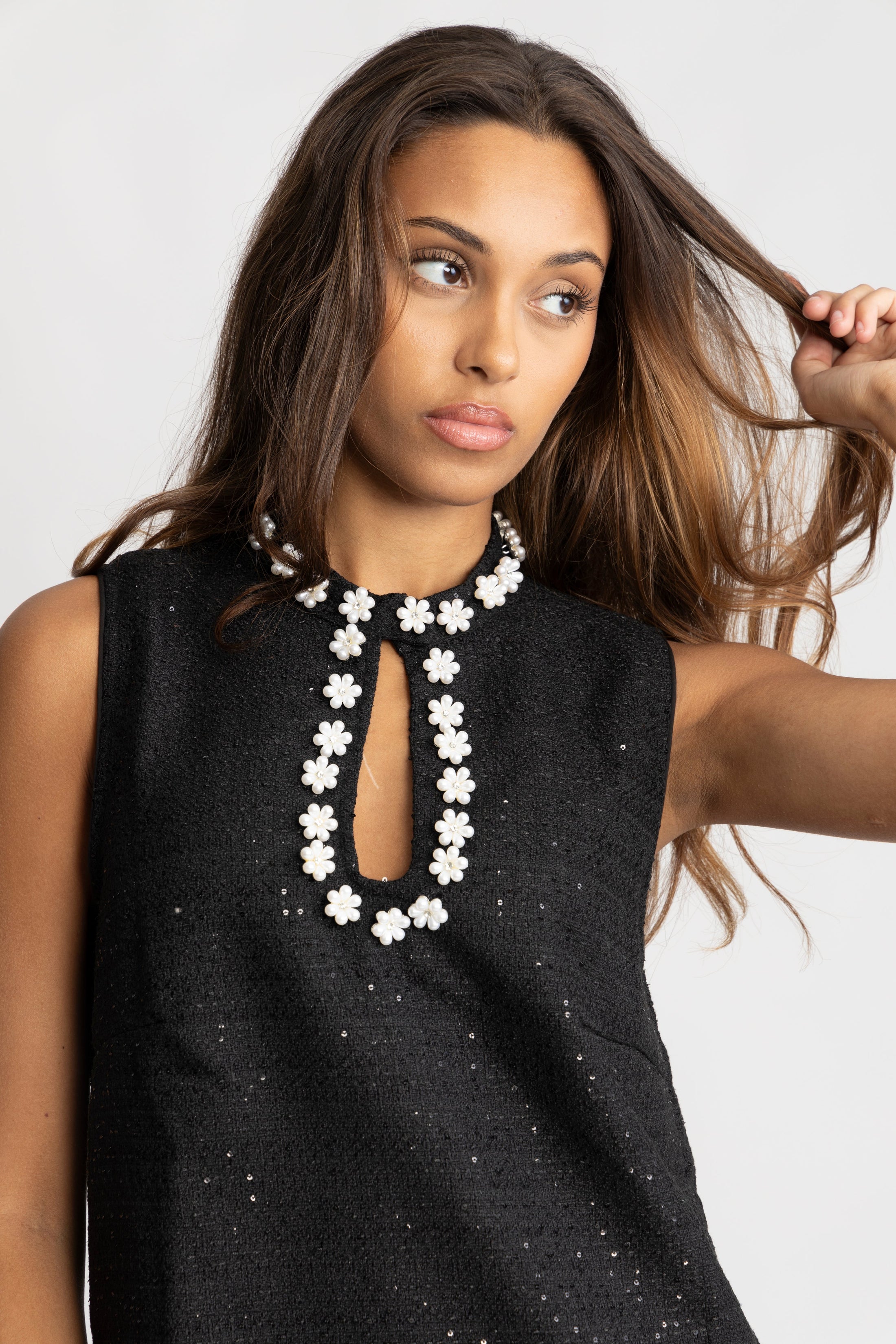 Bolette Boucle Sequins Dress - Black