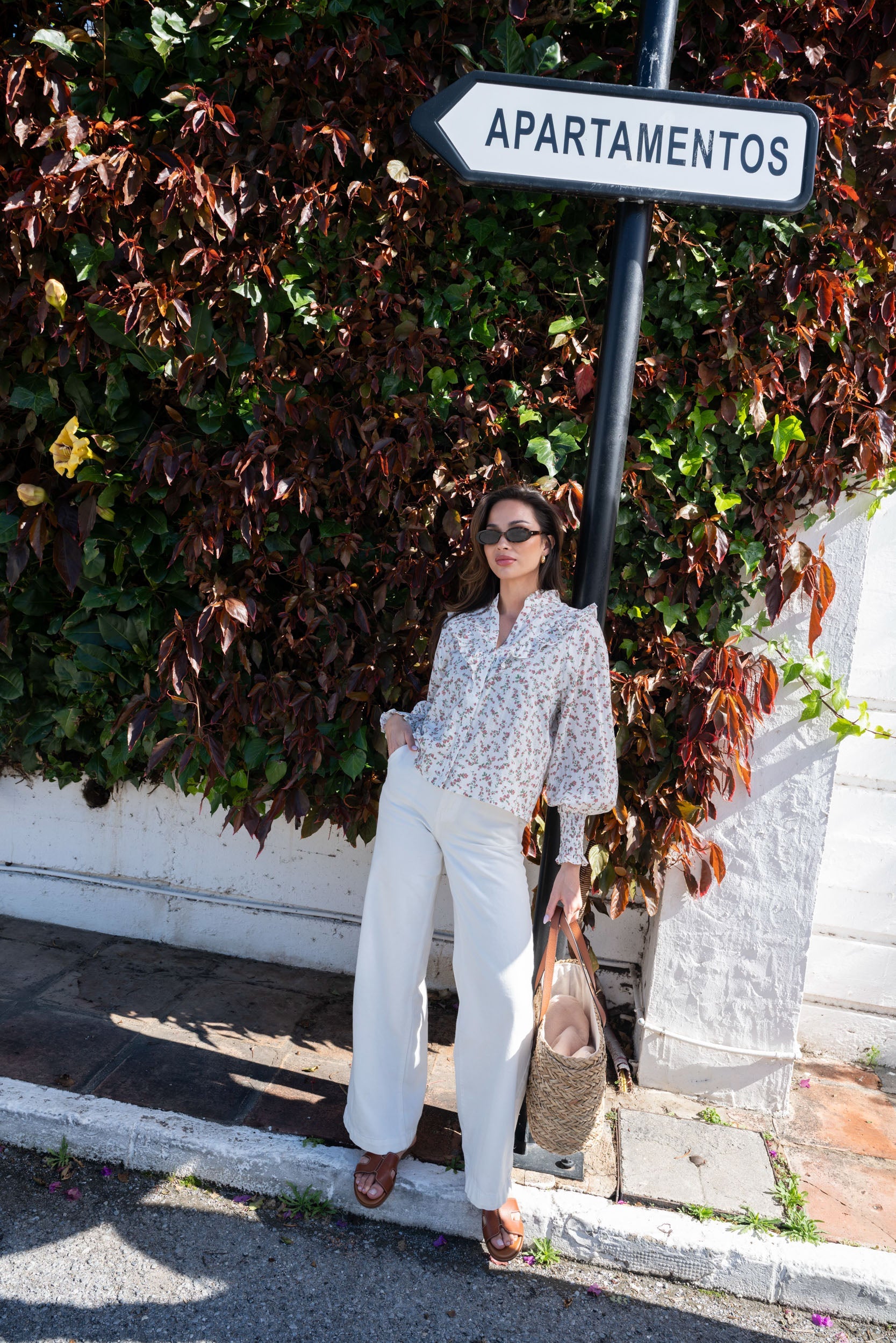 Synne Cotton Blouse - Pink Flower