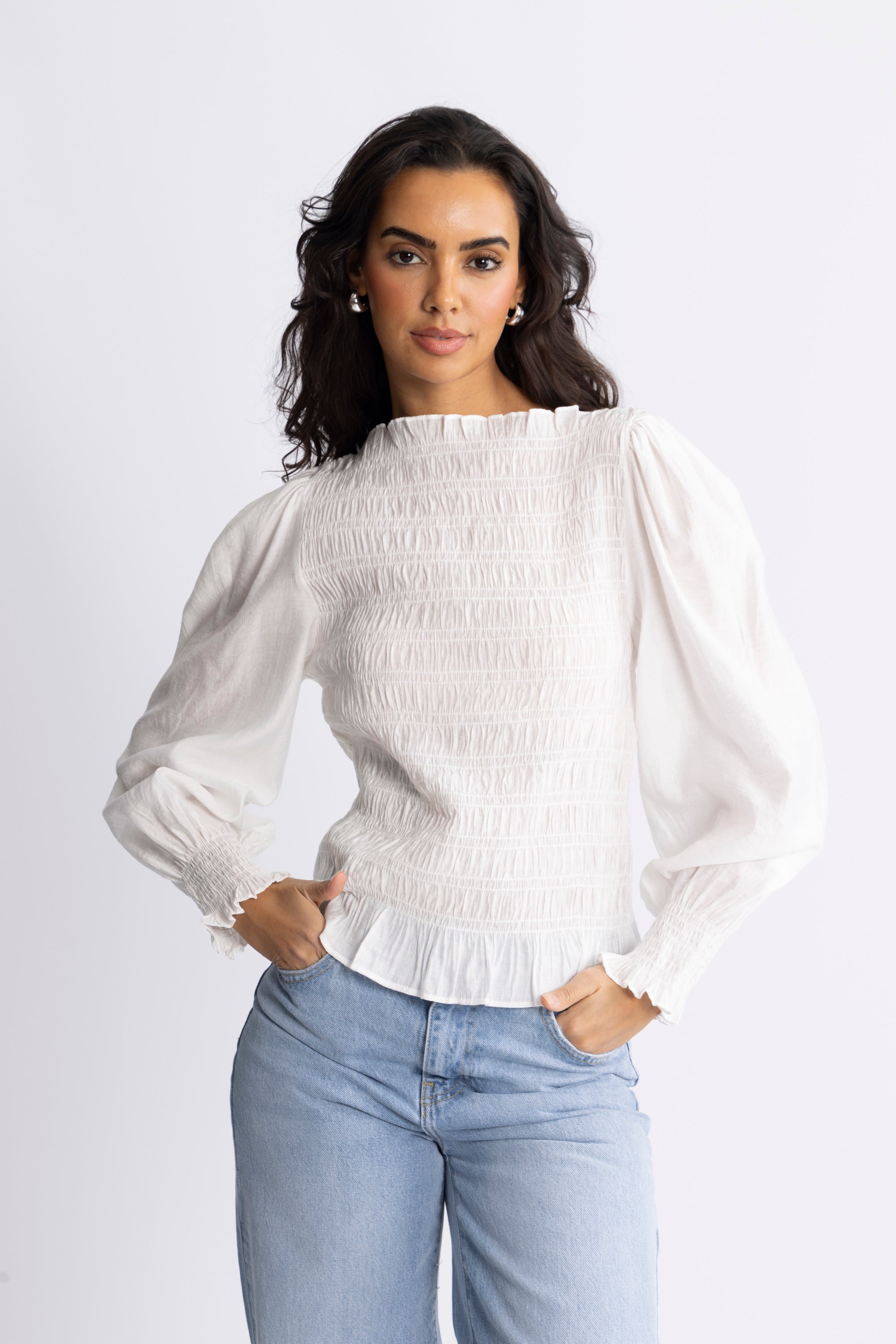 Tiril Smock Top - White