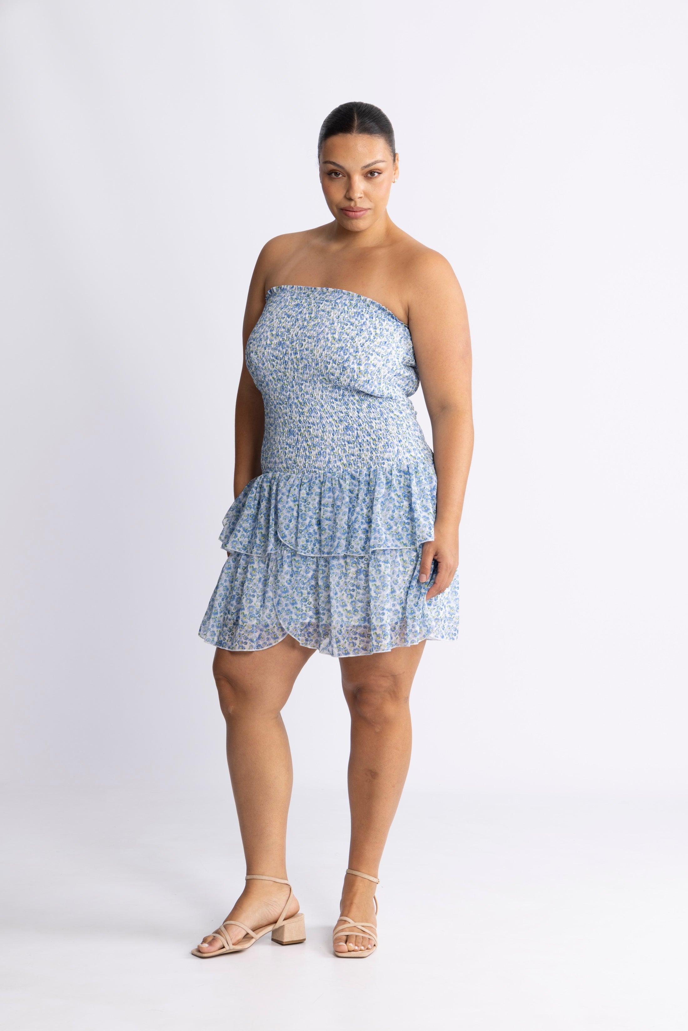 Kanutte Chiffon Smock Dress - Blue