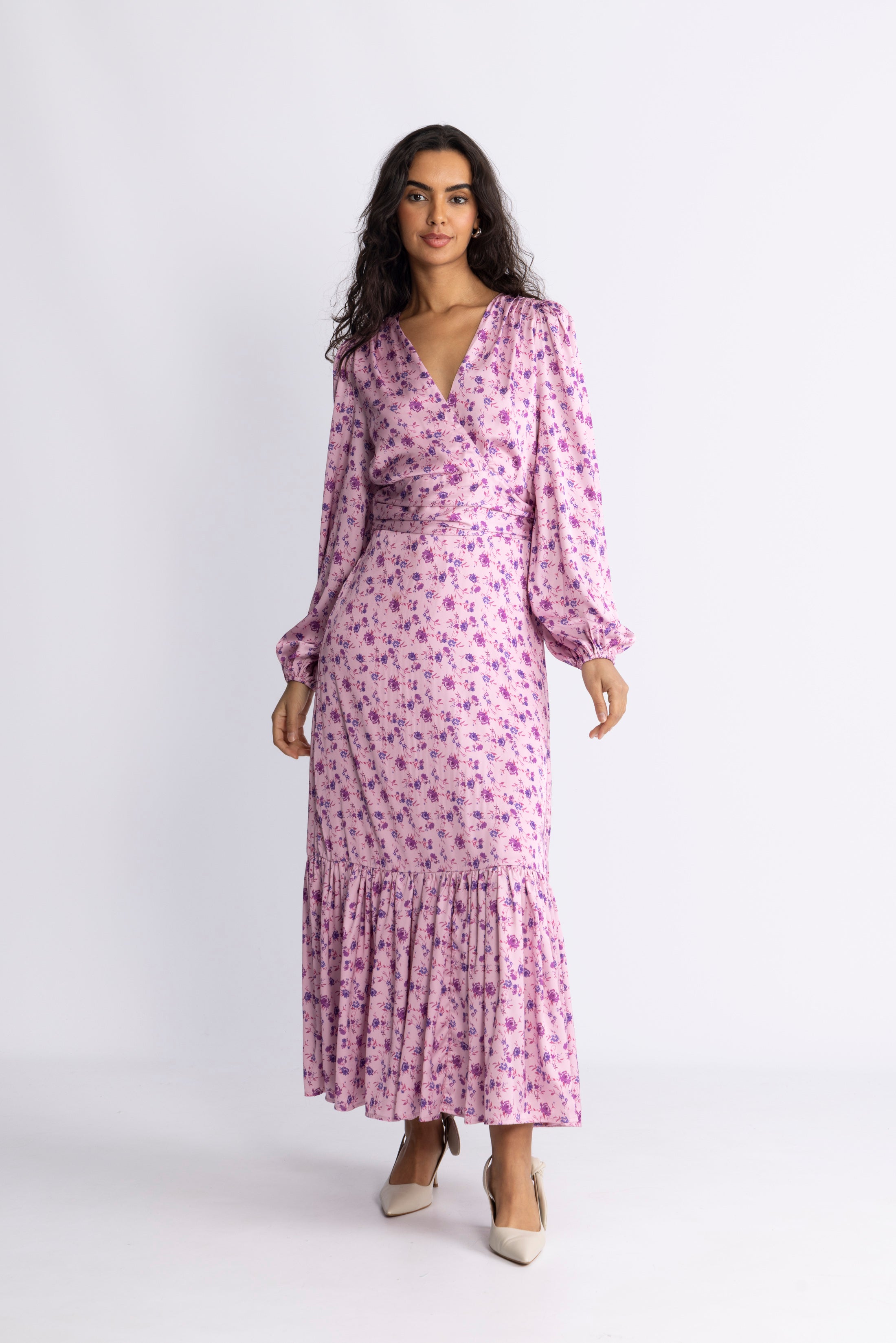 Lana Satin Maxi Dress - Pink Floral