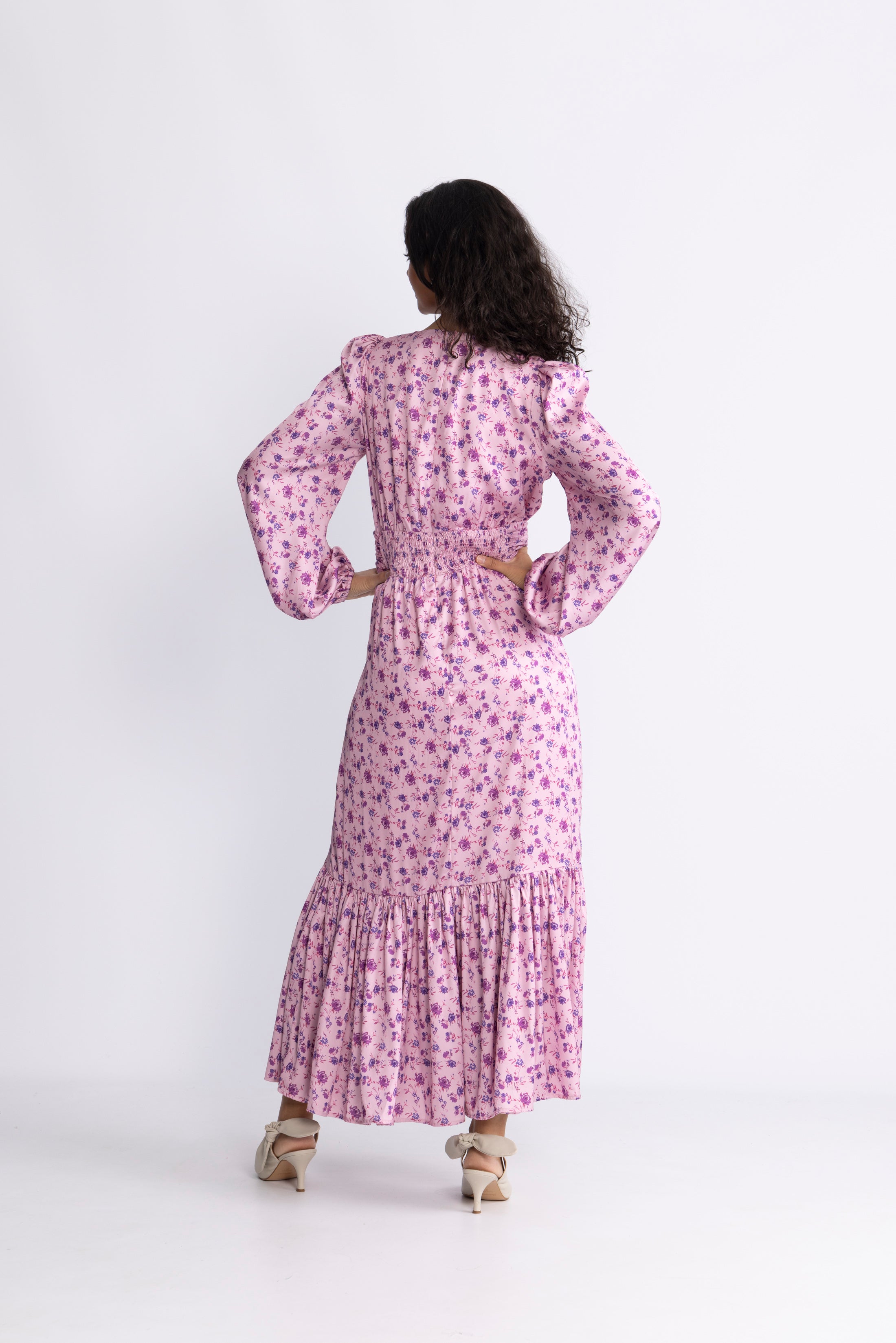 Lana Satin Maxi Dress - Pink Floral