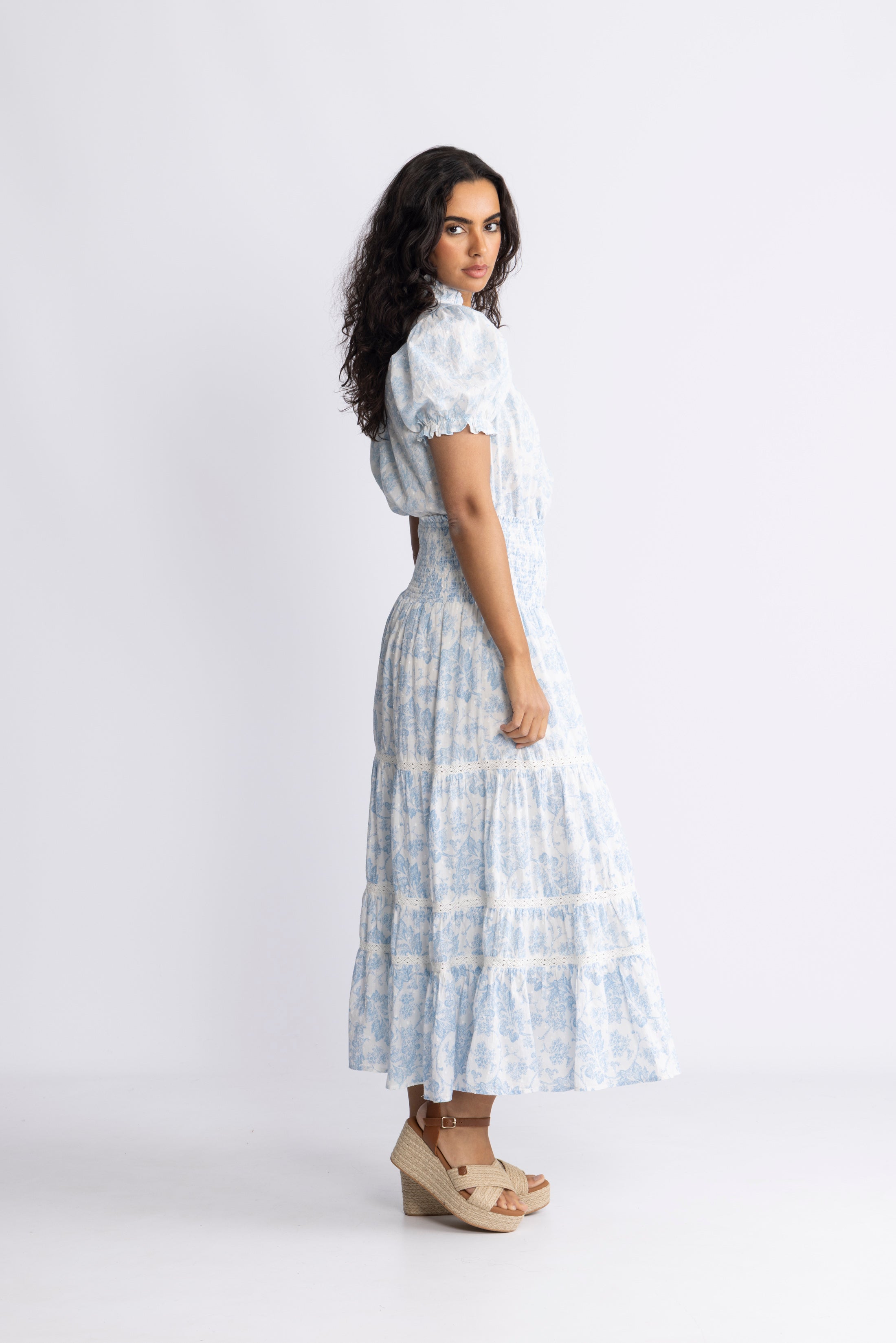 Vendla Flower Dobby Skirt - Blue Dobby Flower