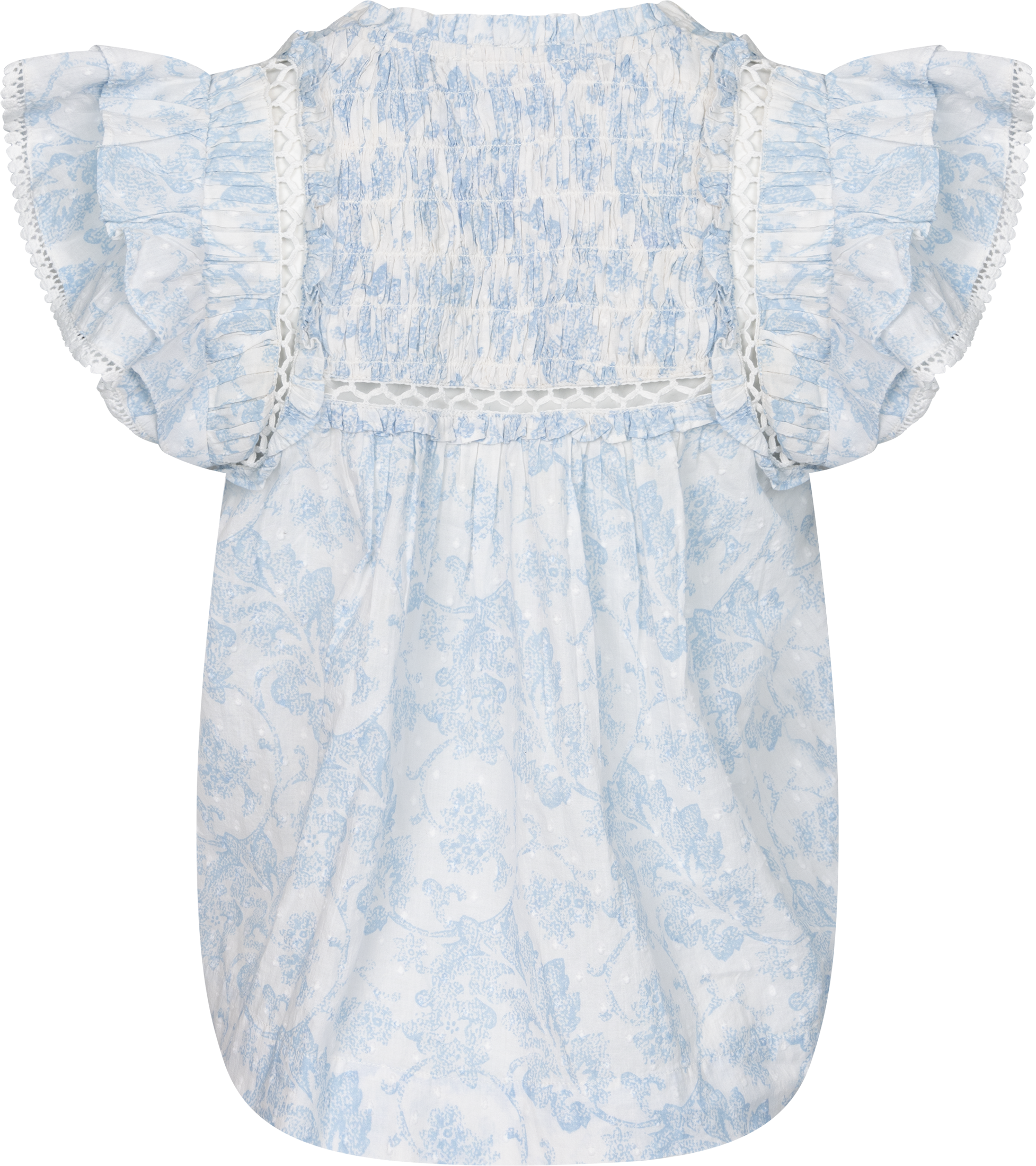 Vår Flower Dobby Top - Blue Dobby Flower