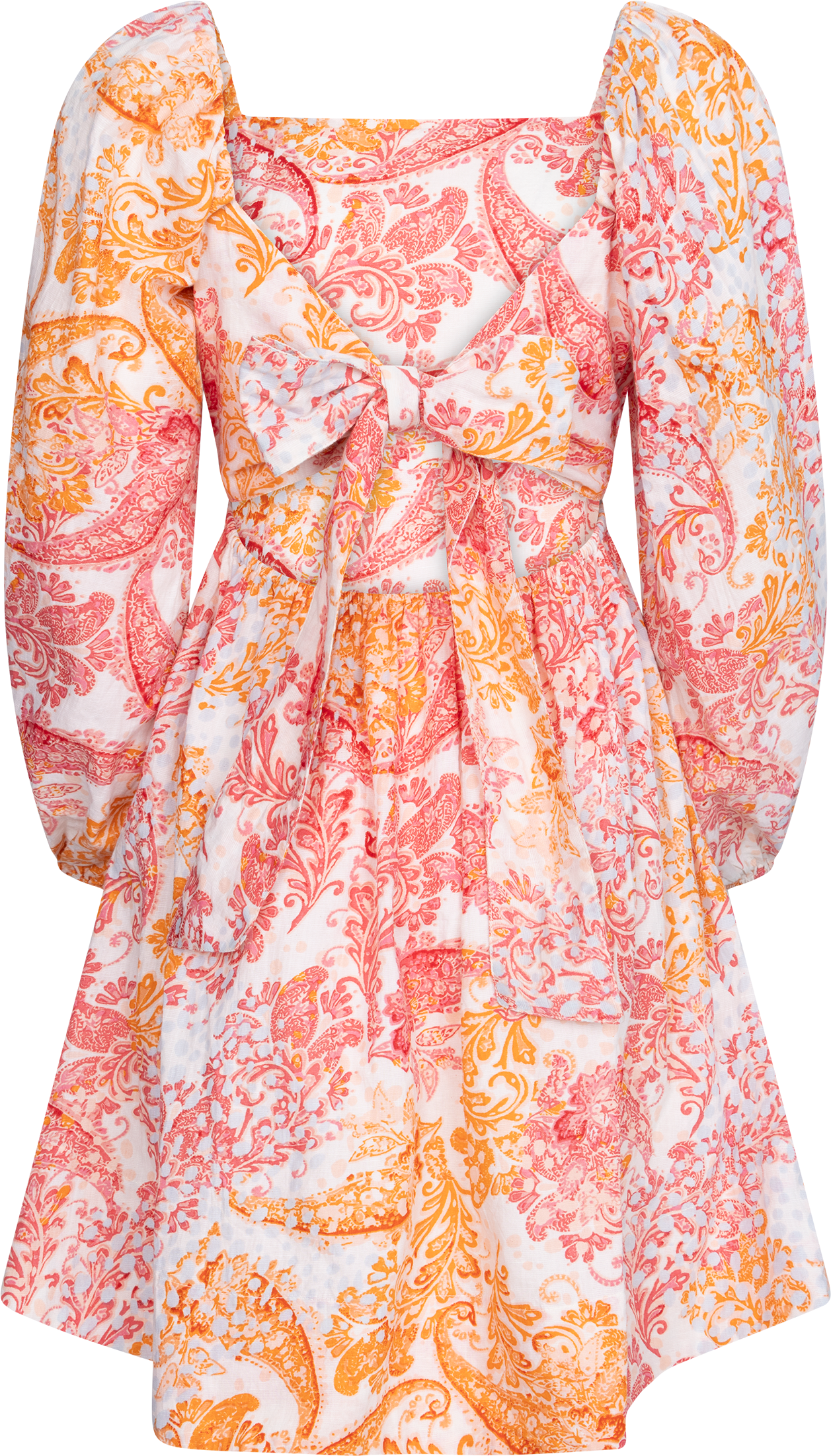 Eva Paisley Linen Dress - Coral Paisley