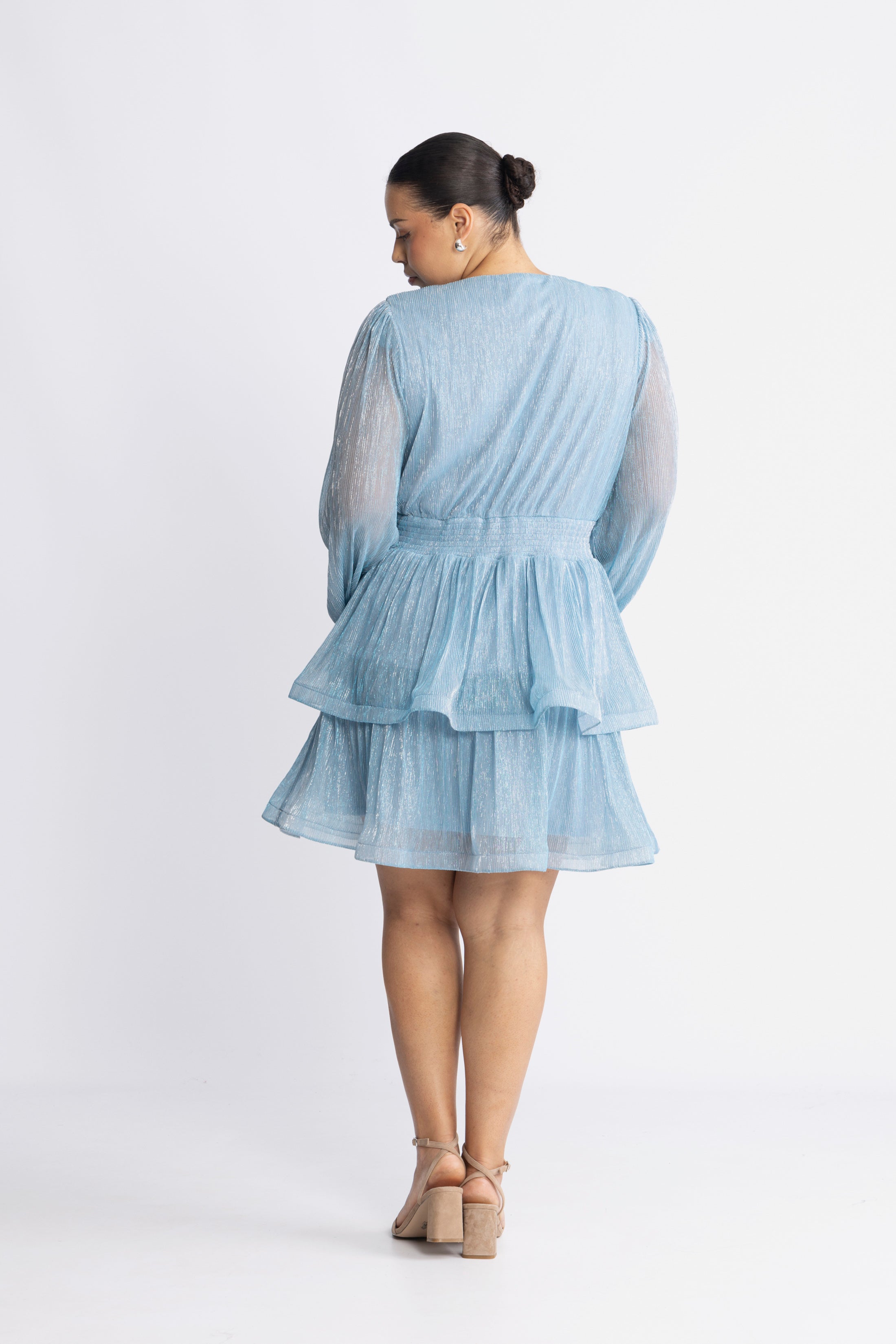Jade Wave Plisse Dress - Light Blue
