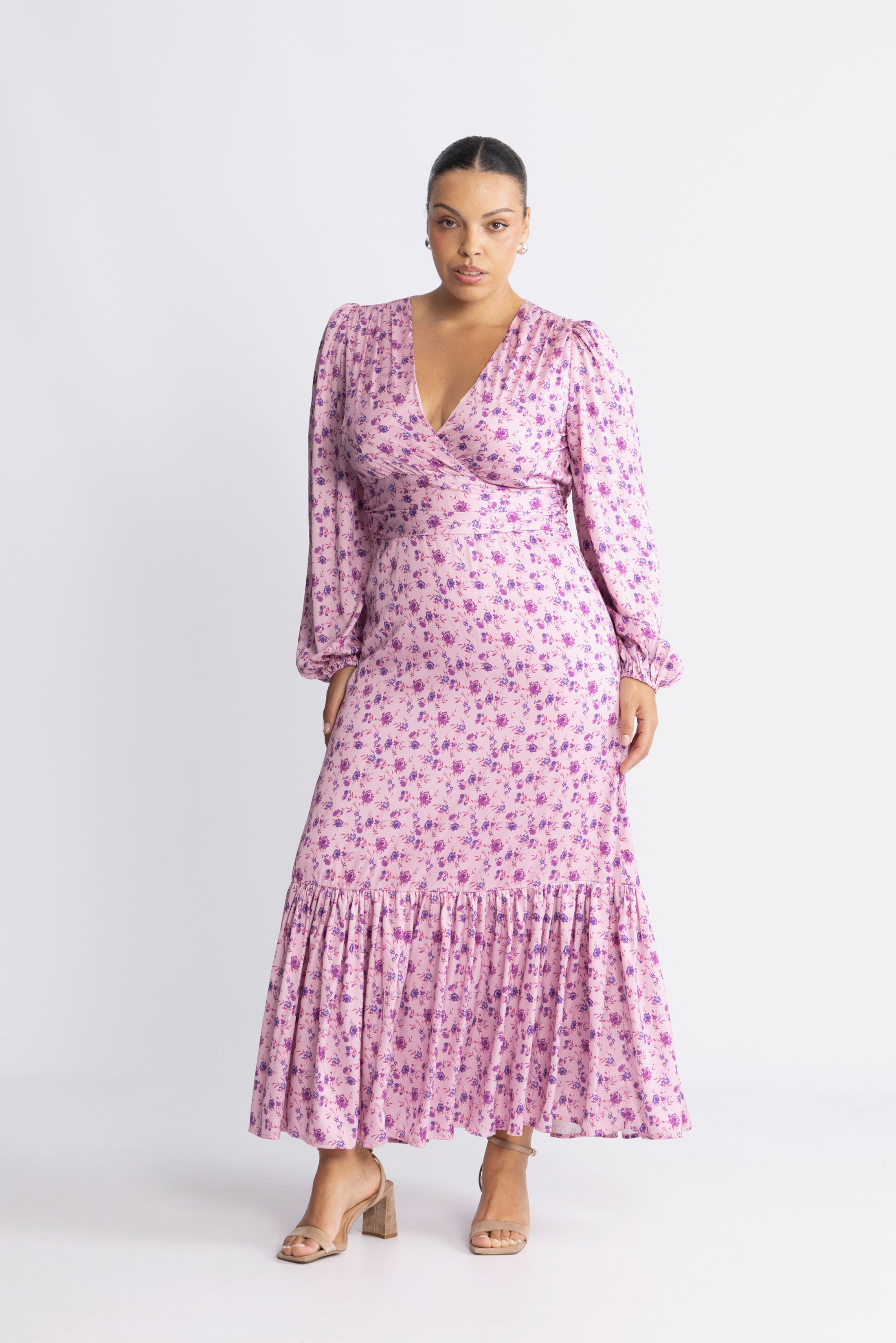 Lana Satin Maxi Dress - Pink Floral