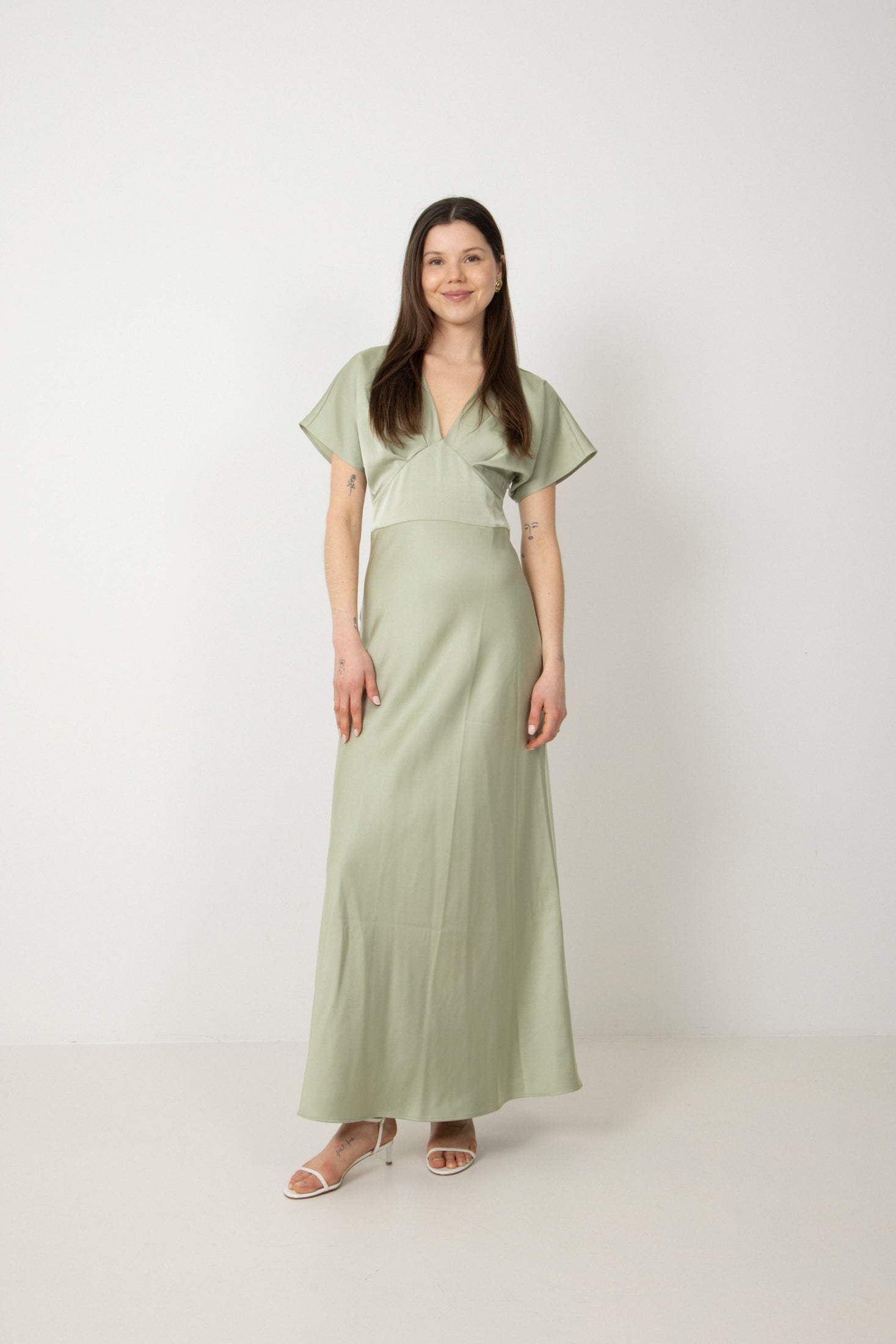 Kristin Satin Dress - Green