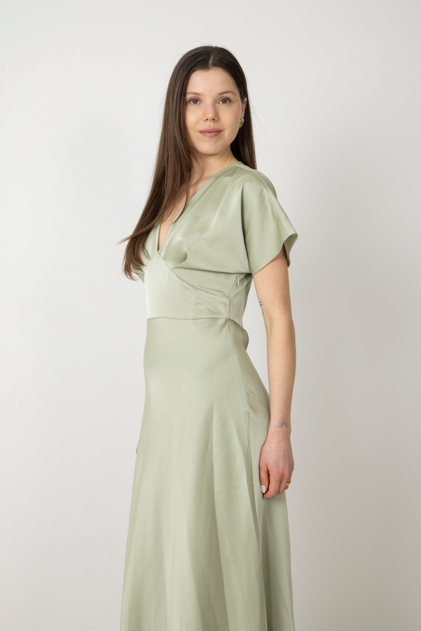Kristin Satin Dress - Green