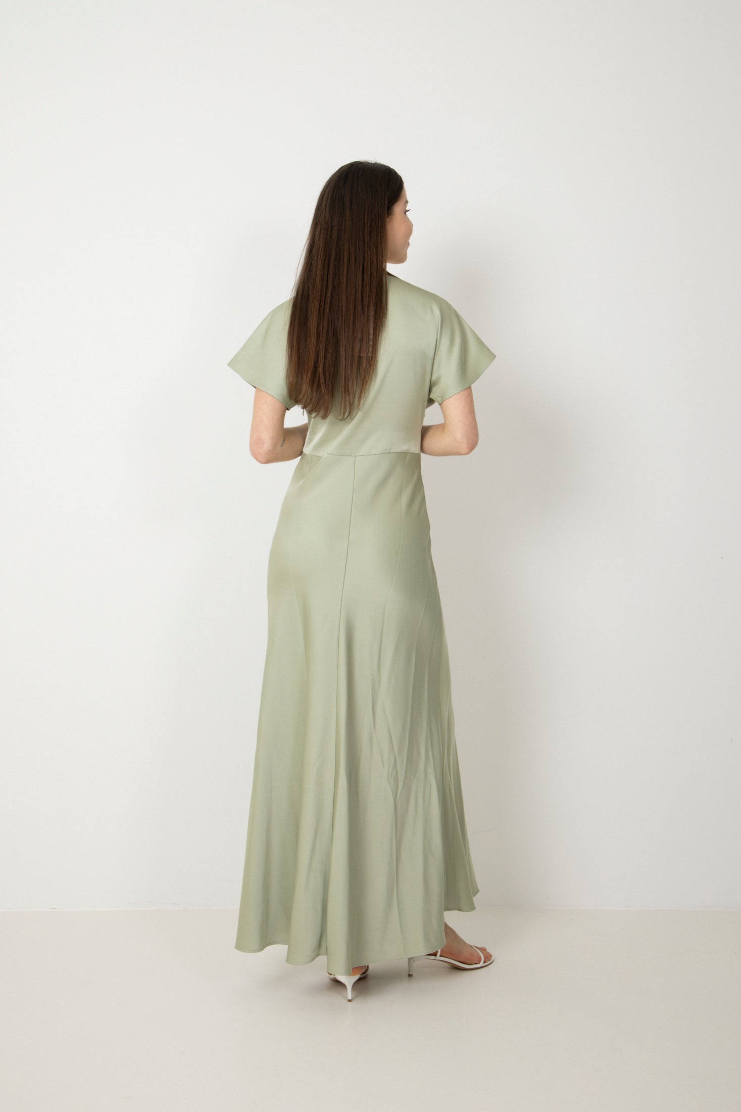 Kristin Satin Dress - Green