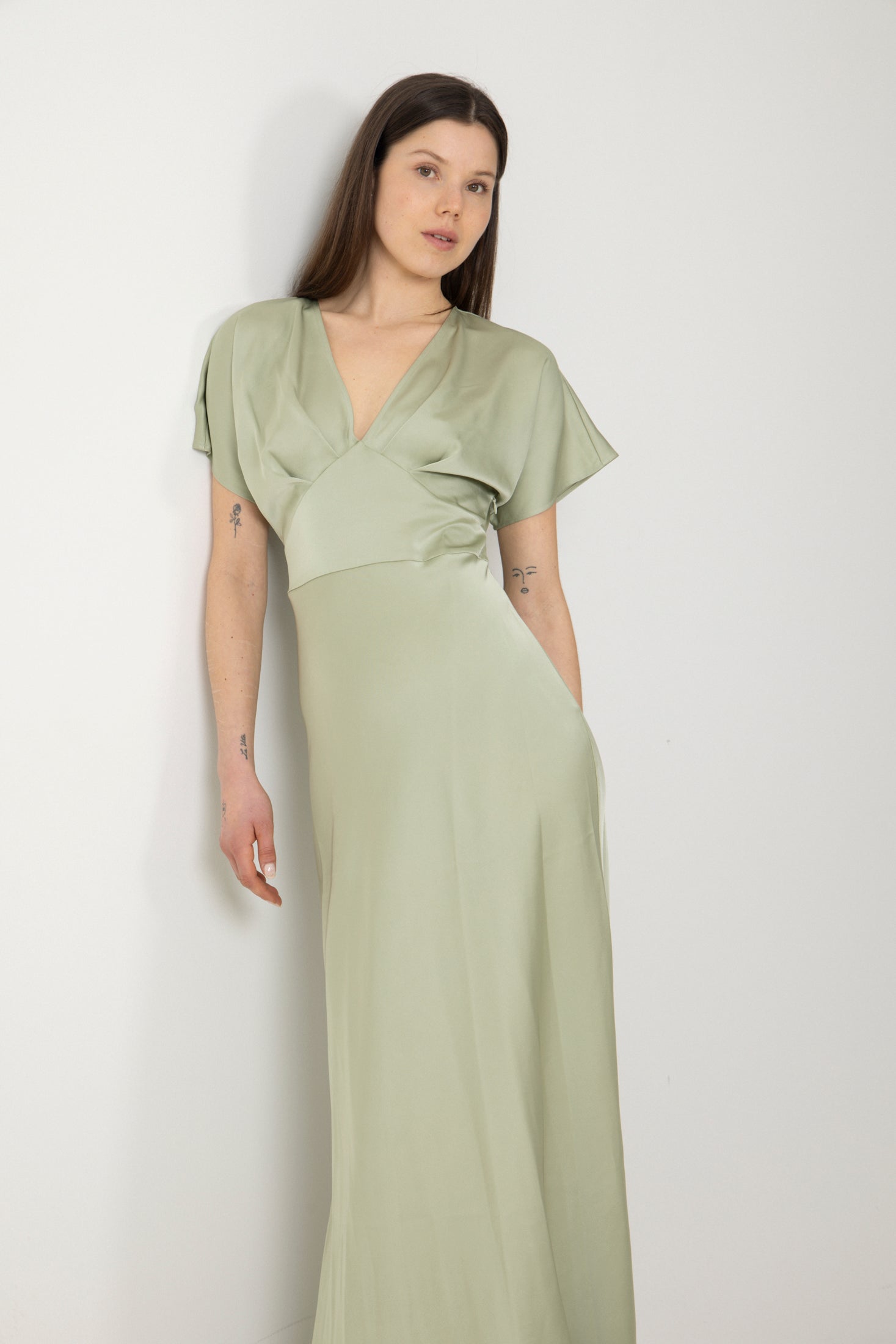 Kristin Satin Dress - Green