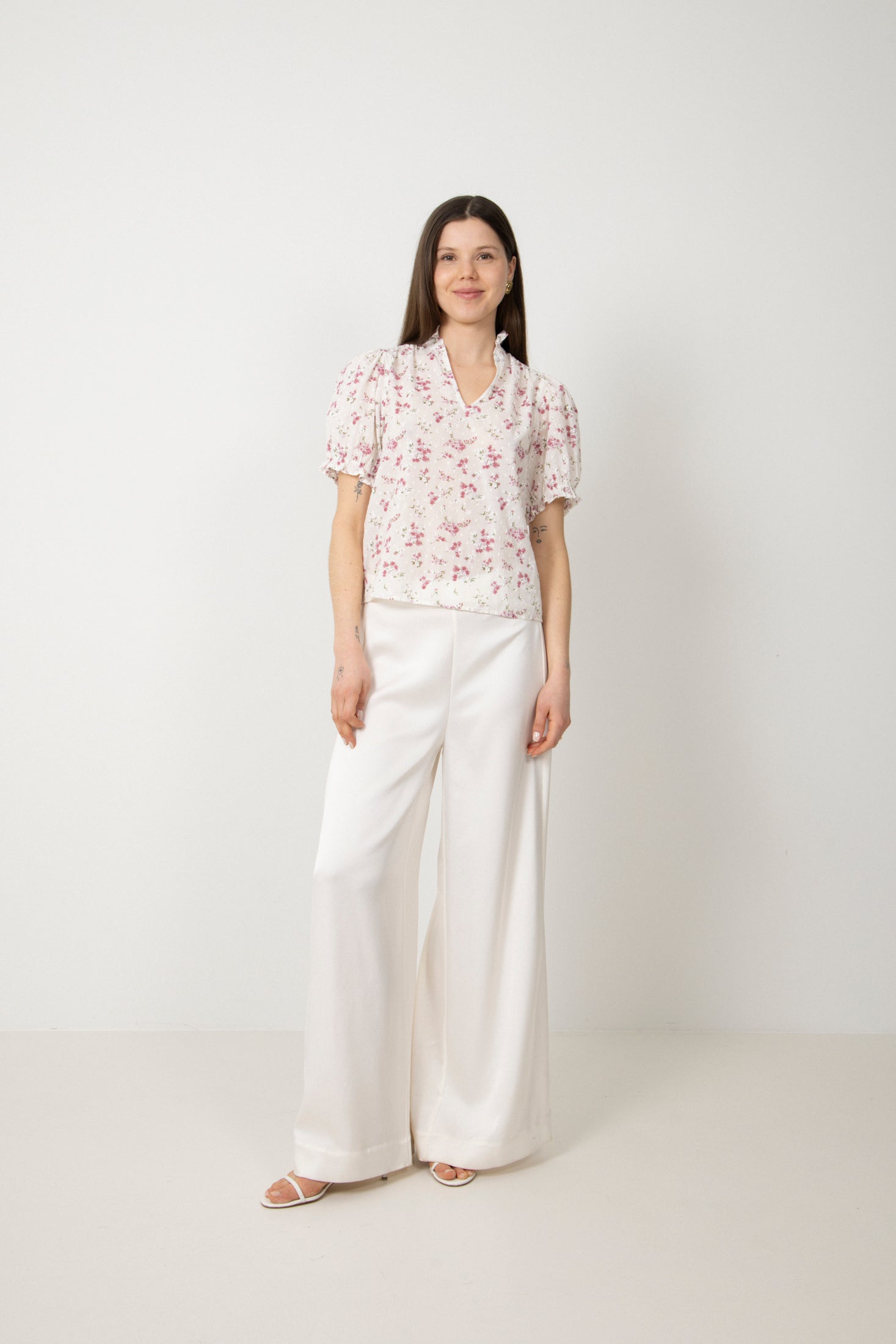 Signy S Flower Dobby Blouse - Pink Dobby