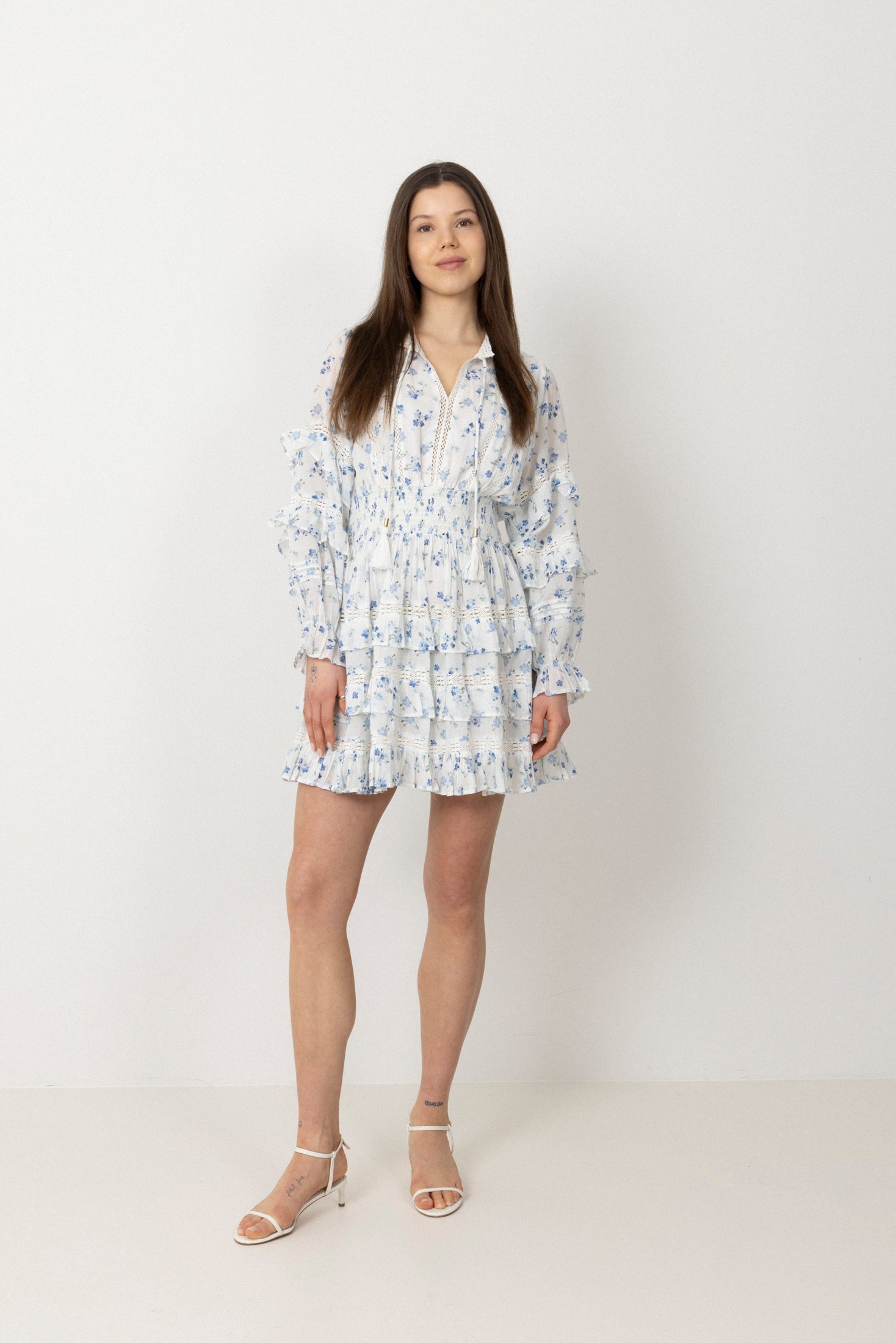 Sol Cotton Flower Dress - Blue Flower