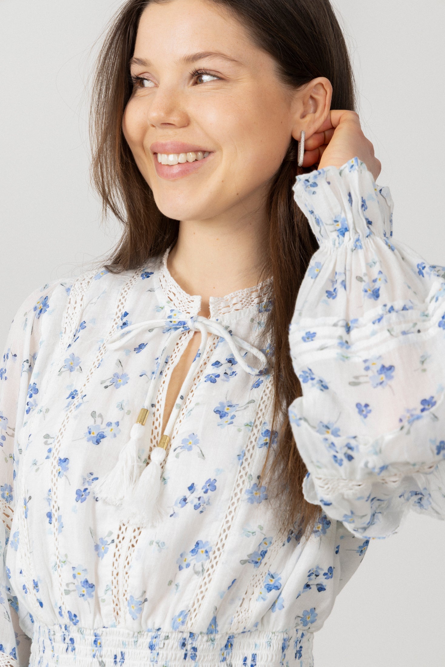 Sol Cotton Flower Dress - Blue Flower