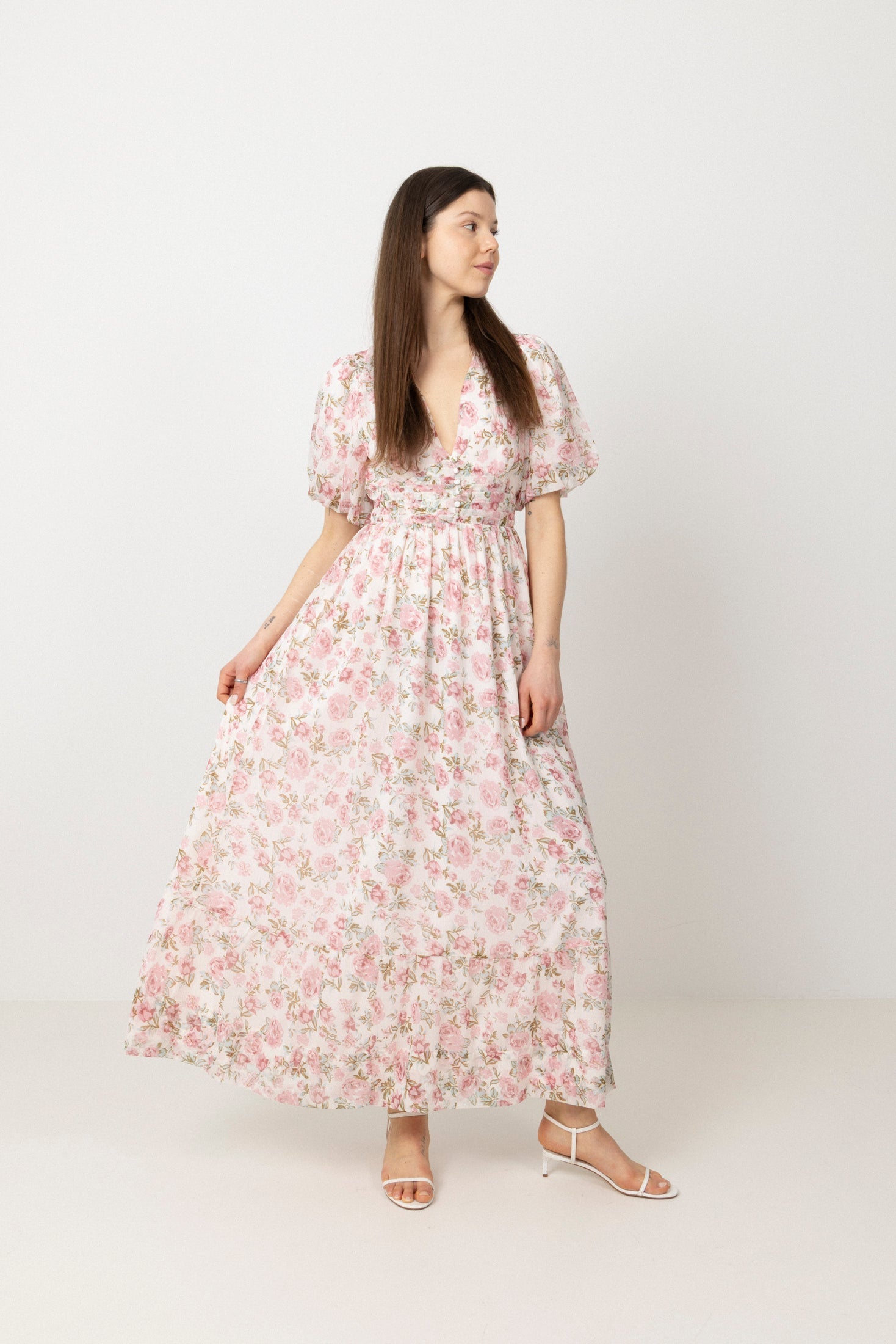 Nordalill Flower Maxi Dress - Pink Floral