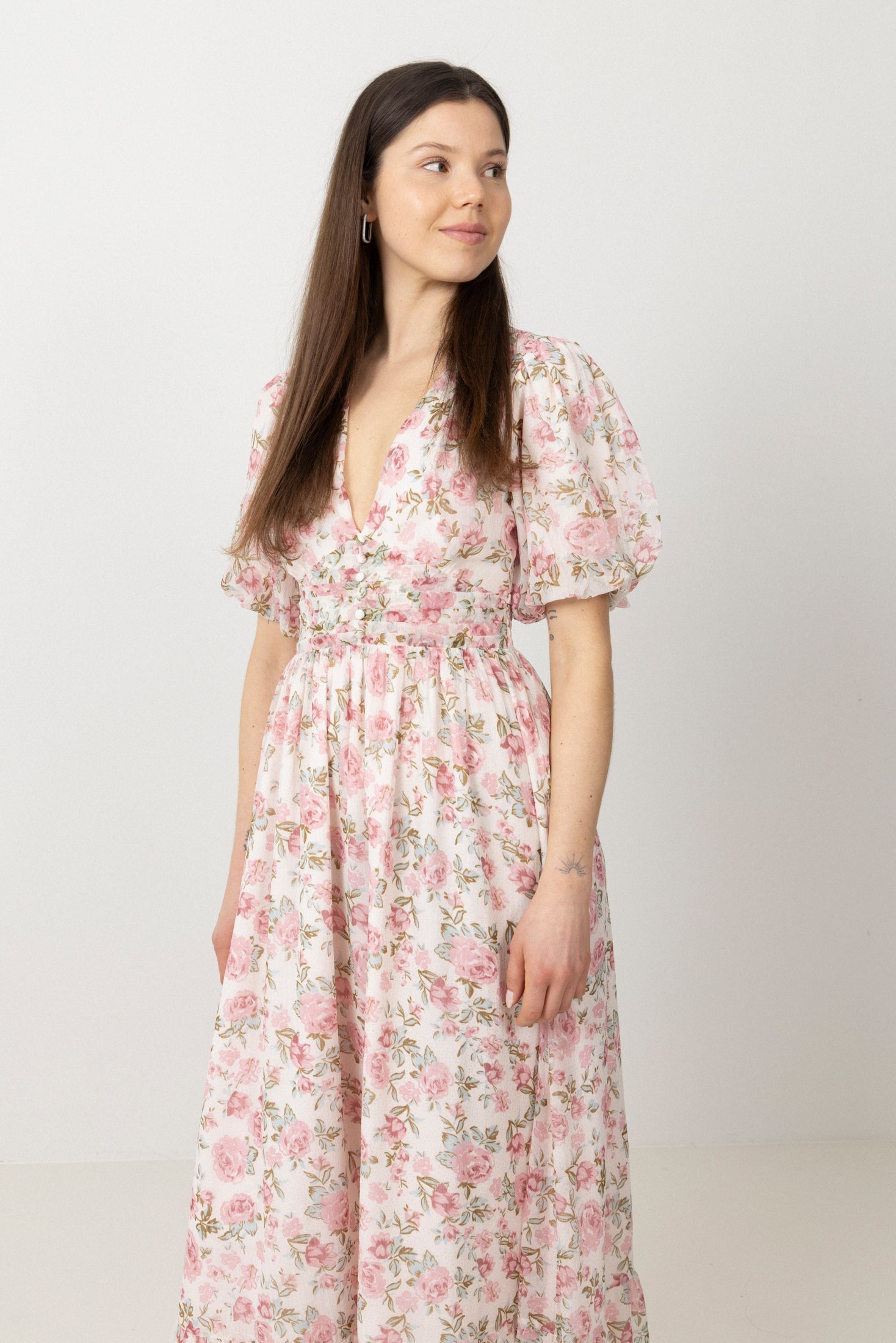 Nordalill Flower Maxi Dress - Pink Floral